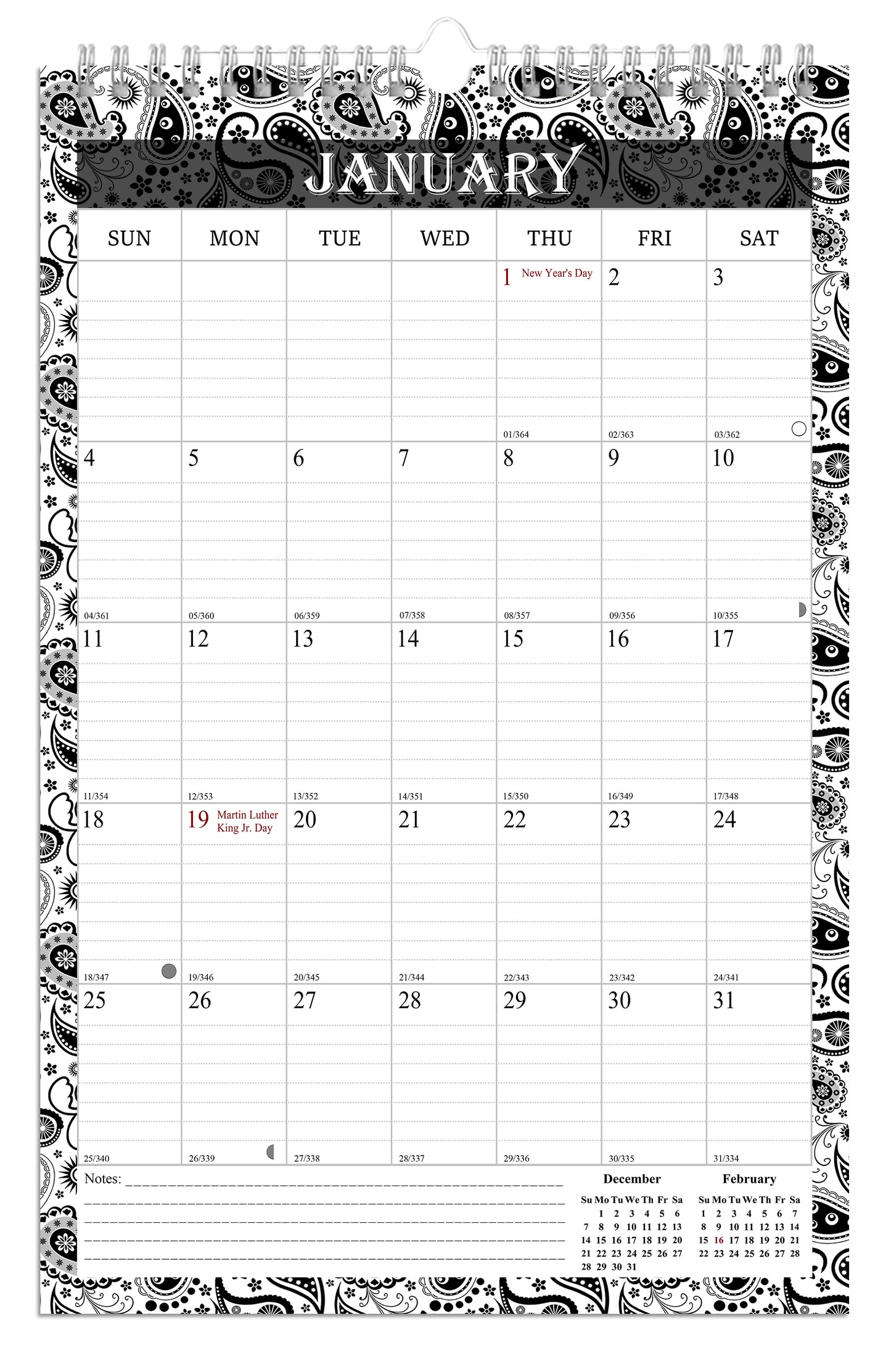 2025-2026 Wall Calendar Spiral-bound Twin-Wire Binding - 18 Months 8.5" x 11" 06
