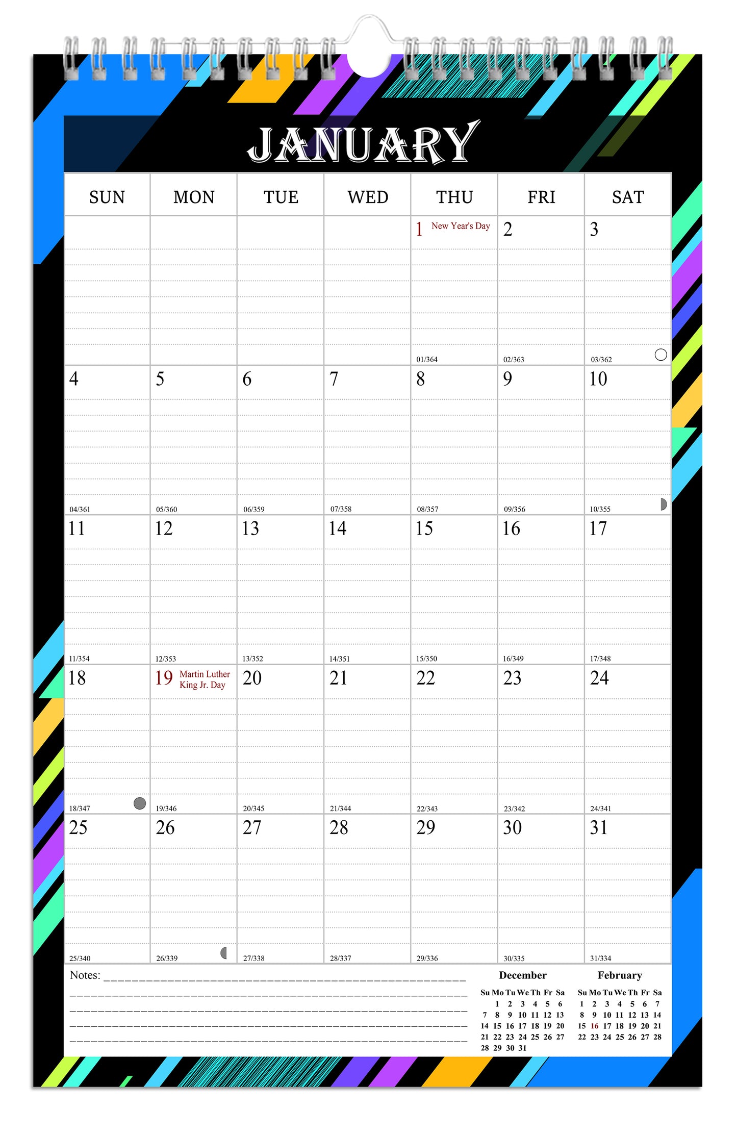 2025-2026 Wall Calendar Spiral-bound Twin-Wire Binding - 18 Months 8.5" x 11" 08