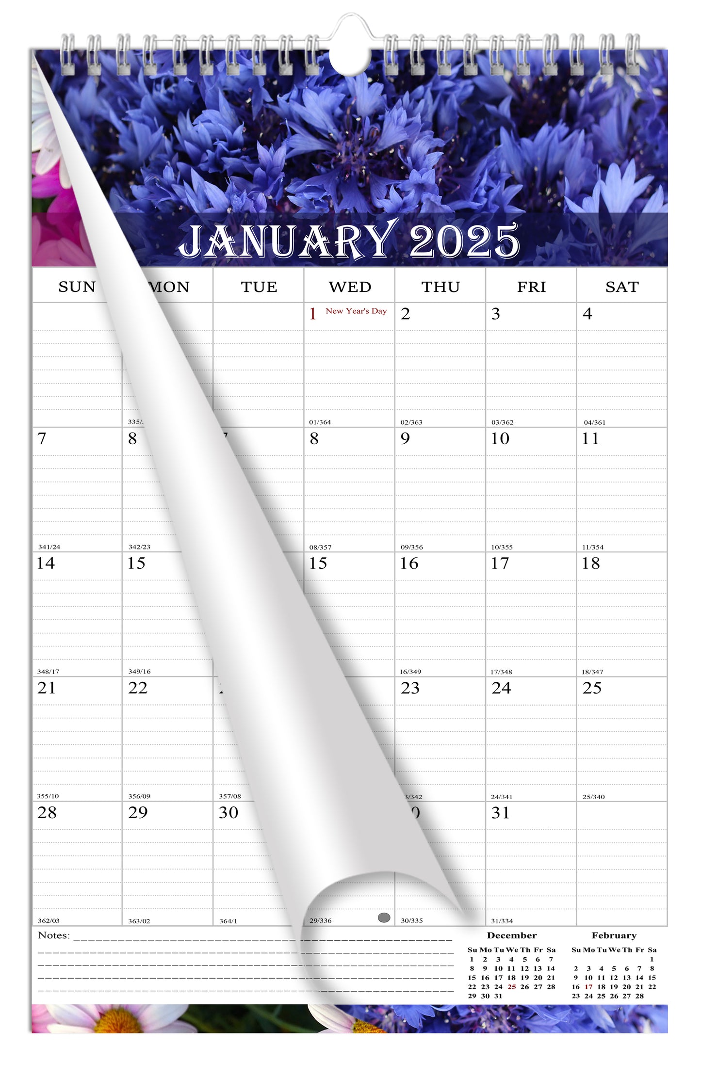 2025 Wall Calendar Spiral-Bound Twin-Wire Binding - 12 Months 04