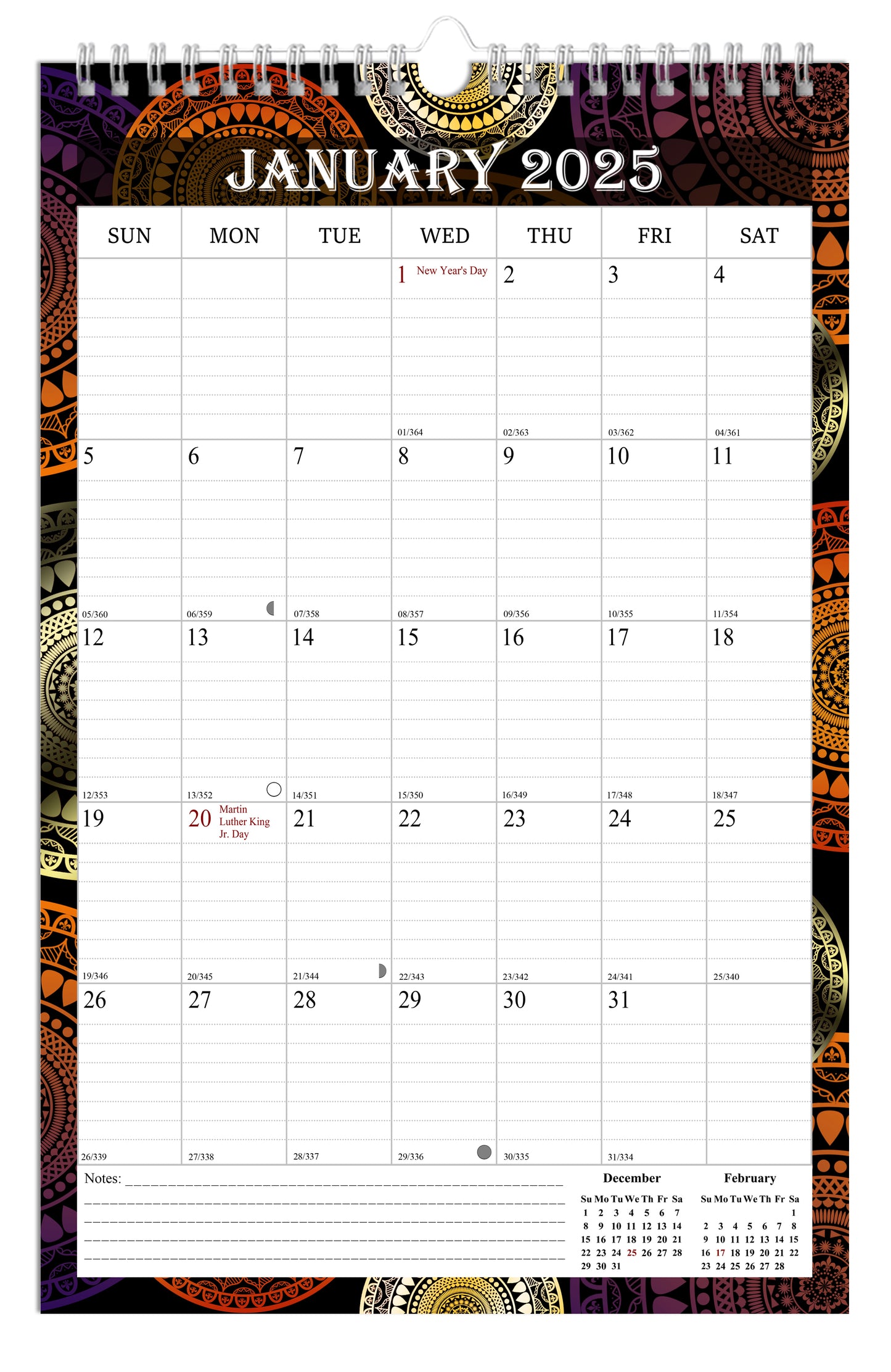 2025 Wall Calendar Spiral-Bound Twin-Wire Binding - 12 Months 09