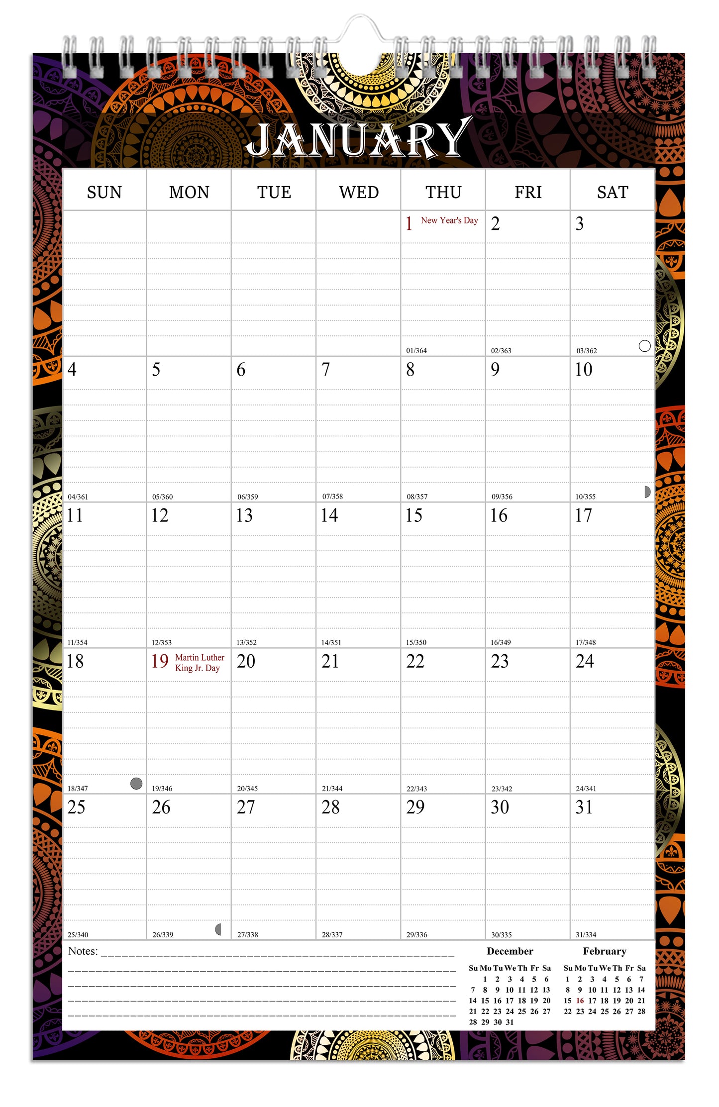 2025-2026 Wall Calendar Spiral-bound Twin-Wire Binding - 18 Months 8.5" x 11" 09