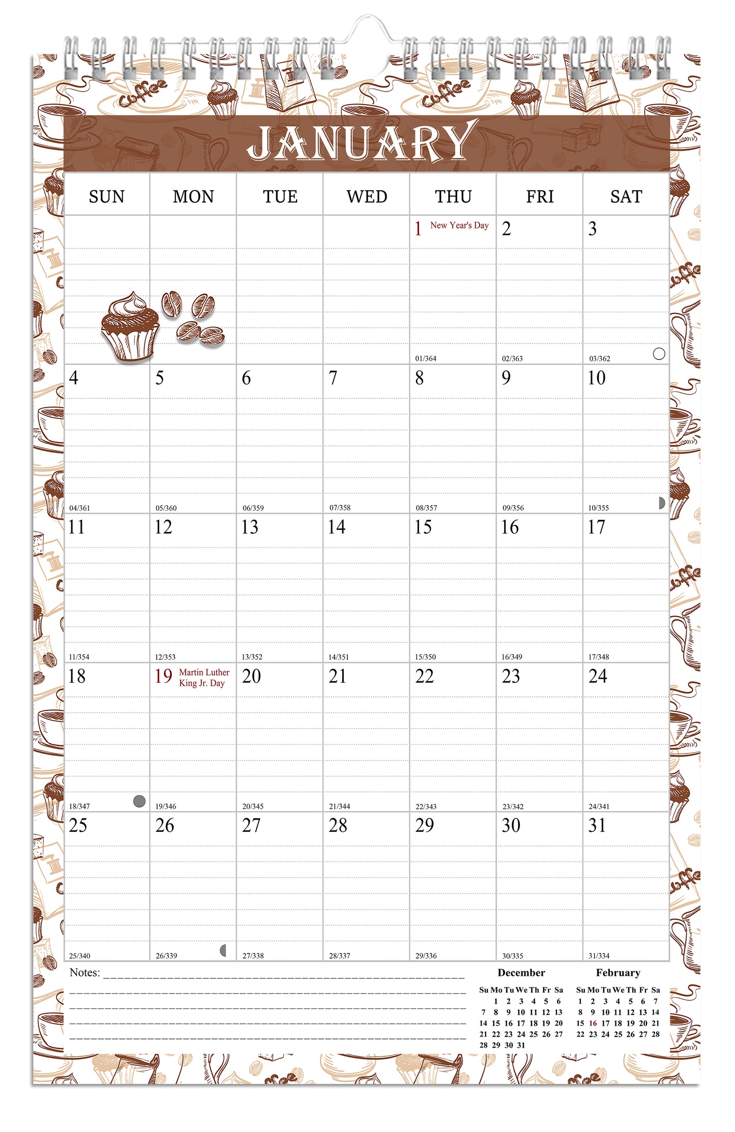 2026 Wall Calendar Spiral-Bound Twin-Wire Binding - 12 Months 10