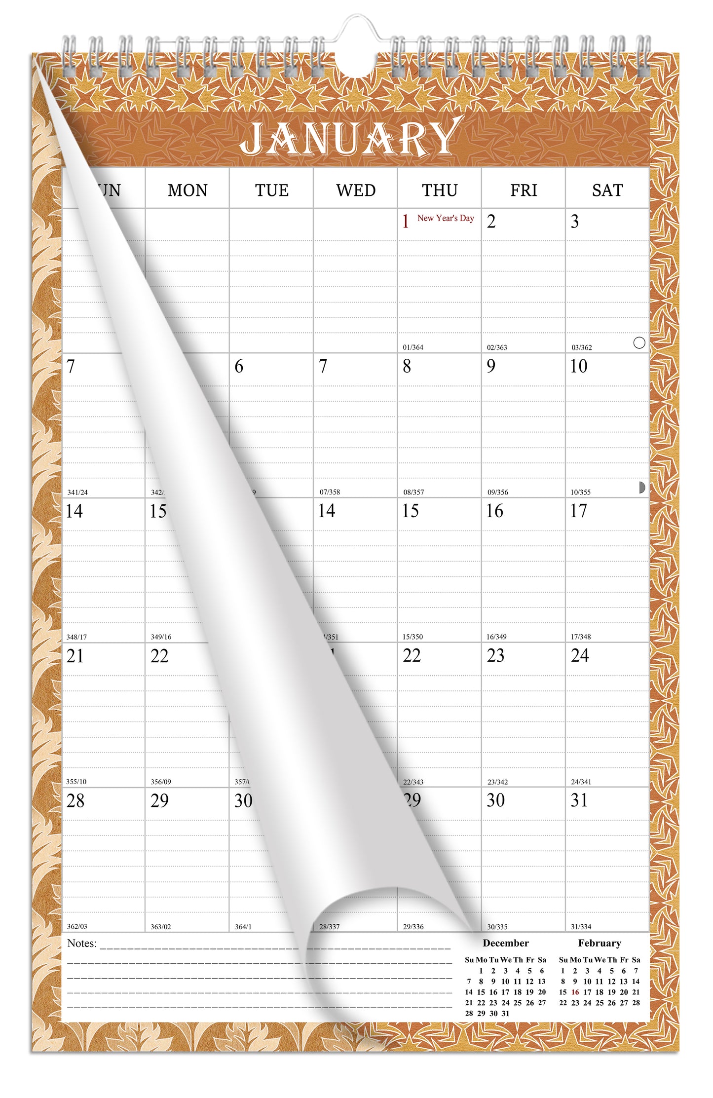 2025-2026 Wall Calendar Spiral-bound Twin-Wire Binding - 18 Months 8.5" x 11" 02