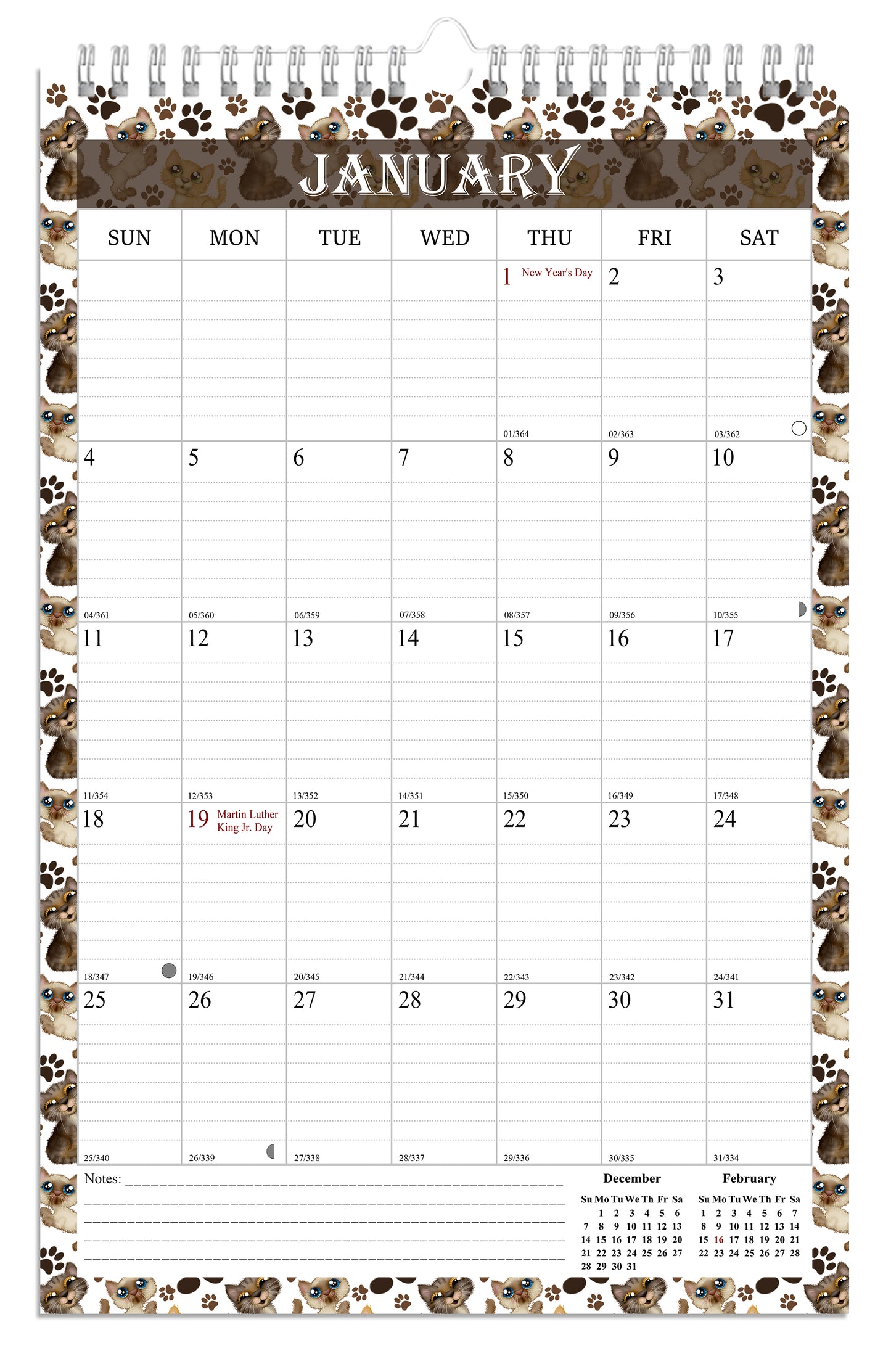 2026 Wall Calendar Spiral-Bound Twin-Wire Binding - 12 Months 17