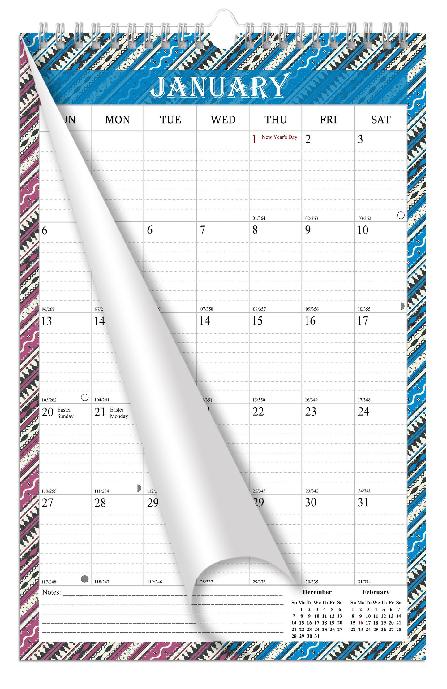 2025-2026 Wall Calendar Spiral-bound Twin-Wire Binding - 18 Months 8.5" x 11" 011