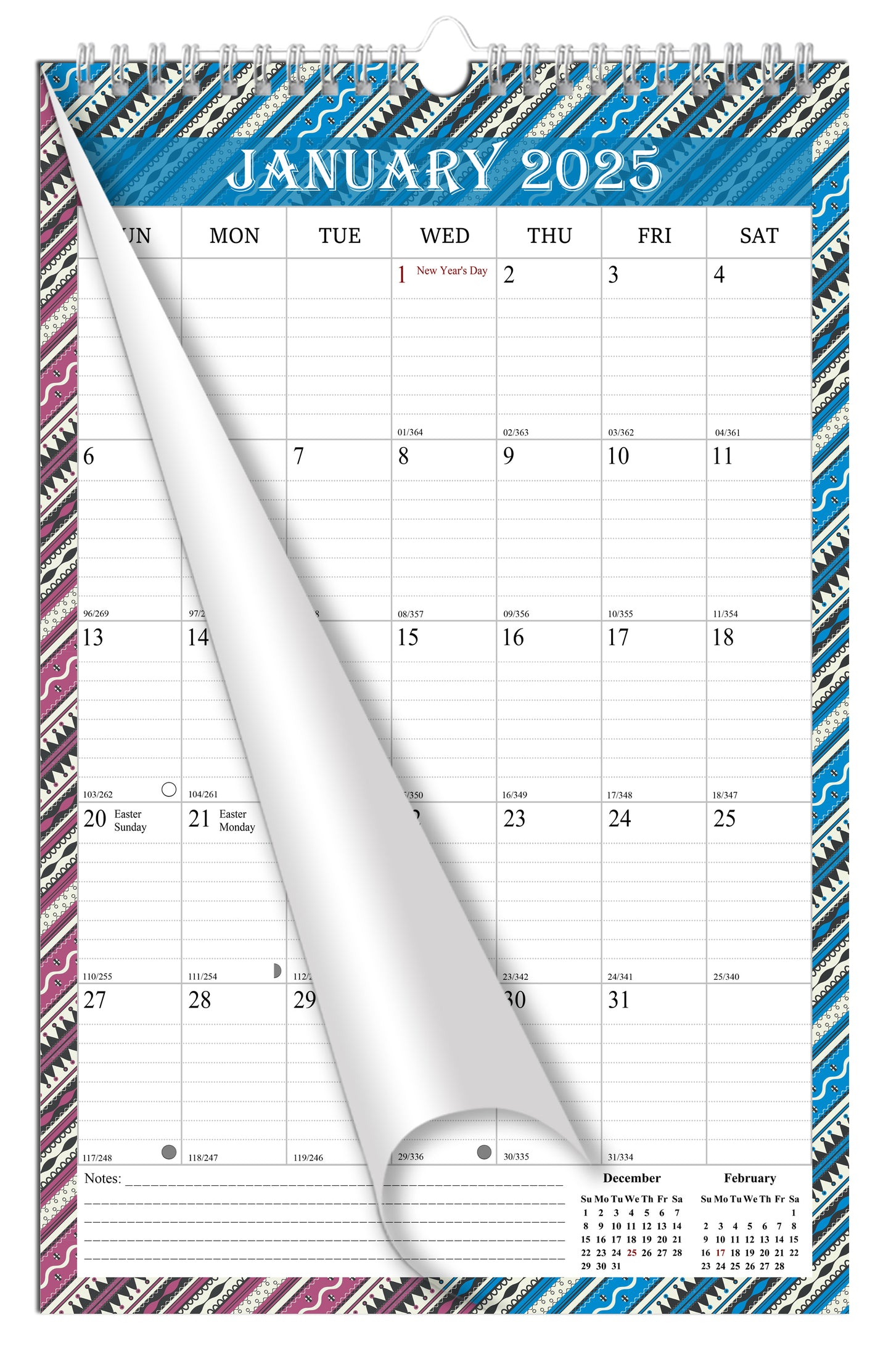 2025 Wall Calendar Spiral-Bound Twin-Wire Binding - 12 Months 11