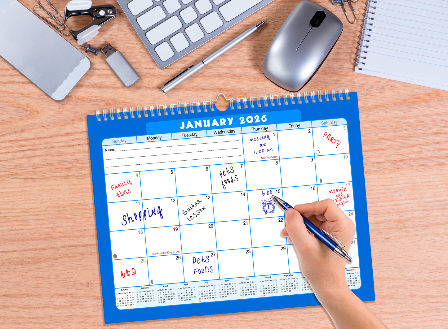 2025-2026 Monthly Spiral-Bound Wall / Desk Calendar - Desktop / Wall Blotter Calendar / Planner - (Edition #06)