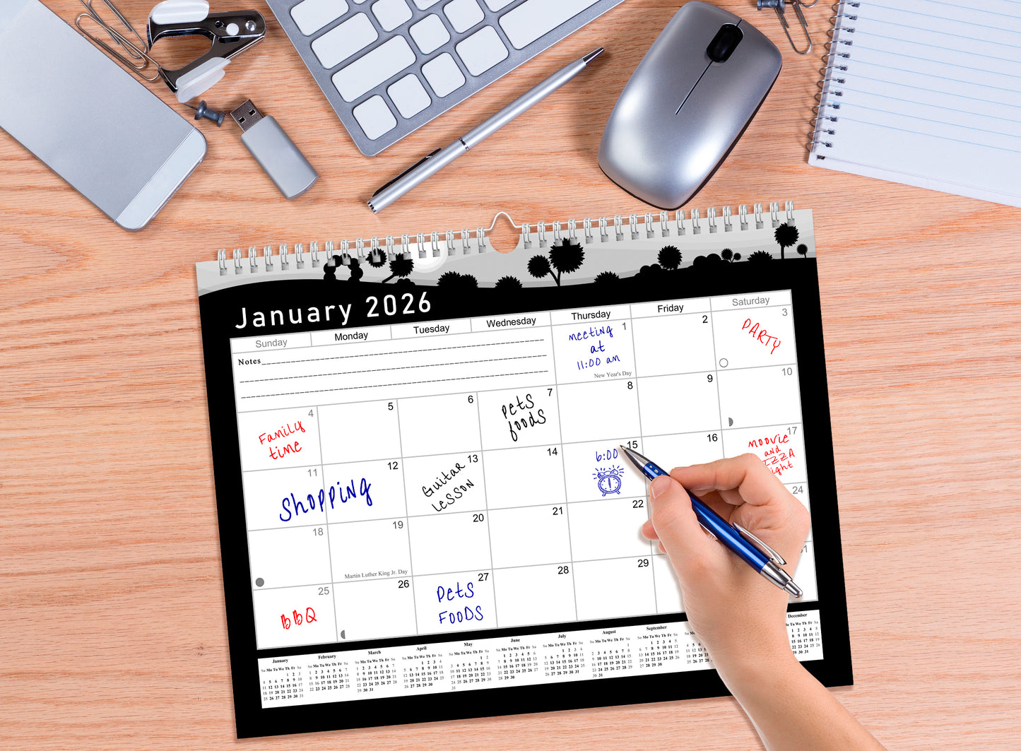 2025-2026 Monthly Spiral-Bound Wall / Desk Calendar - Desktop / Wall Blotter Calendar / Planner - (Edition #15)