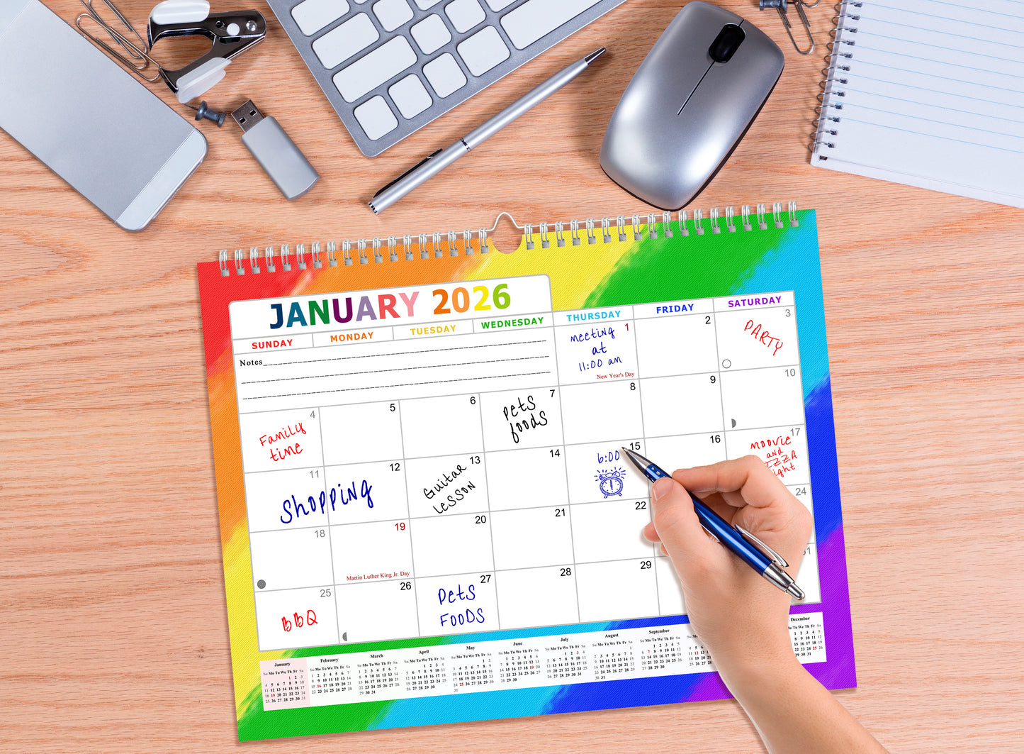 2025-2026 Monthly Spiral-Bound Wall / Desk Calendar - Desktop / Wall Blotter Calendar / Planner - (Edition #28)