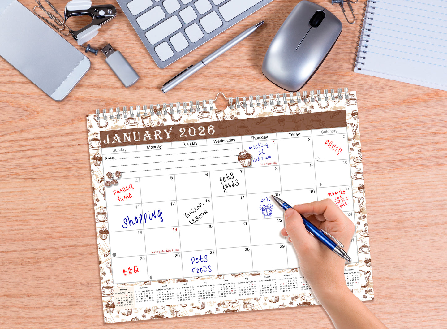 2025-2026 Monthly Spiral-Bound Wall / Desk Calendar - Desktop / Wall Blotter Calendar / Planner - (Edition #30)