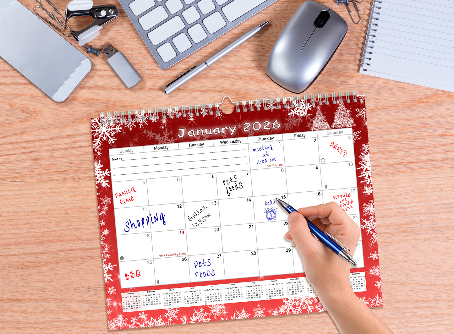 2025-2026 Monthly Spiral-Bound Wall / Desk Calendar - Desktop / Wall Blotter Calendar / Planner - (Edition #29)