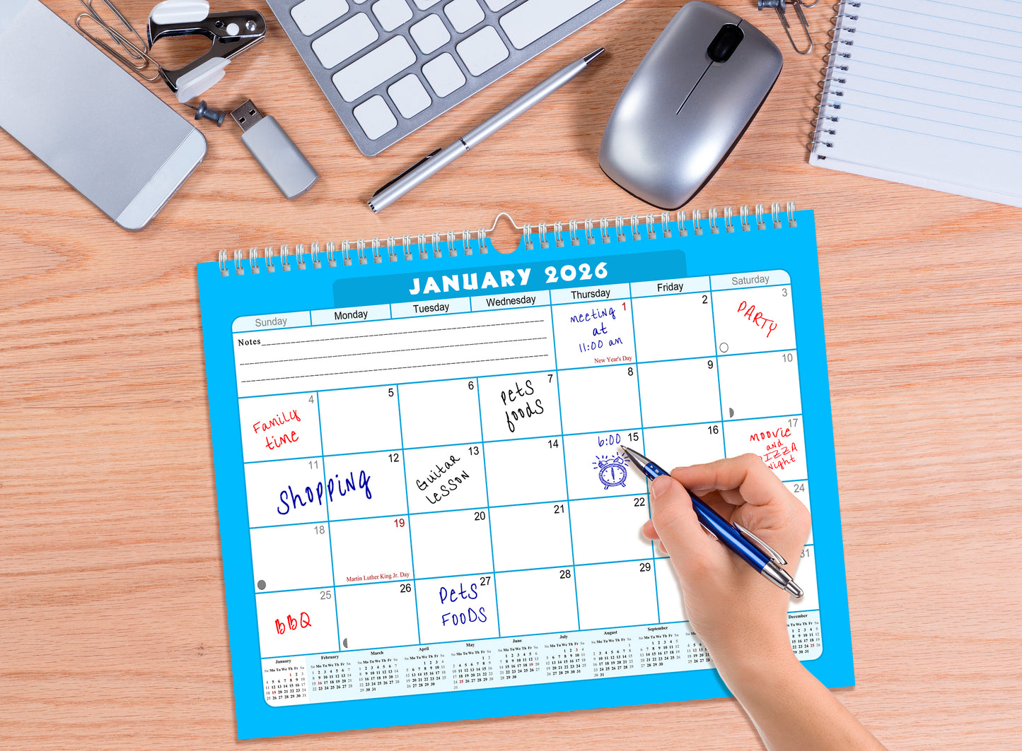 2025-2026 Monthly Spiral-Bound Wall / Desk Calendar - Desktop / Wall Blotter Calendar / Planner - (Edition #07)