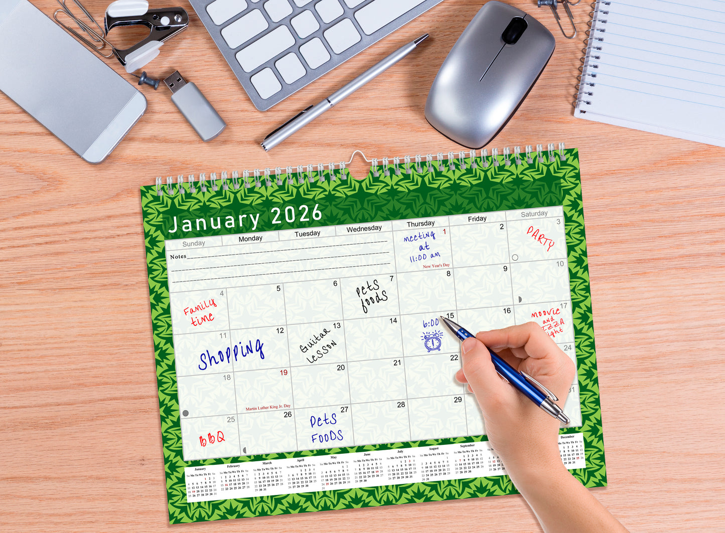 2025-2026 Monthly Spiral-Bound Wall / Desk Calendar - Desktop / Wall Blotter Calendar / Planner - (Edition #16)