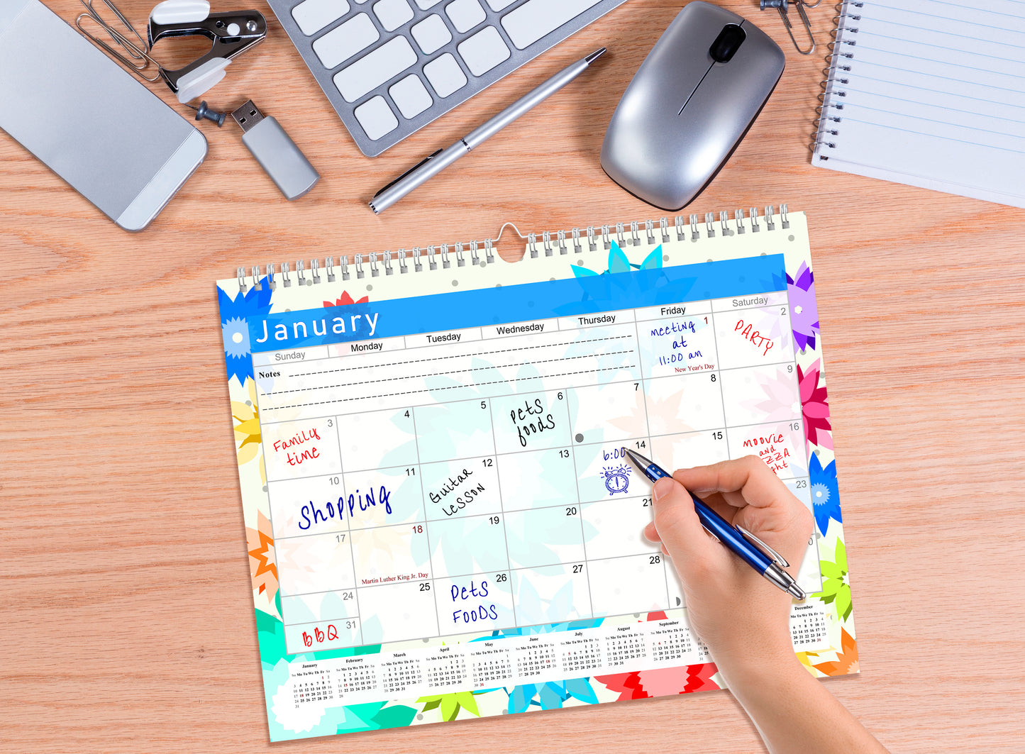 2026-2027 Monthly Spiral-Bound Wall / Desk Calendar - Desktop / Wall Blotter Calendar / Planner - (Edition #01)