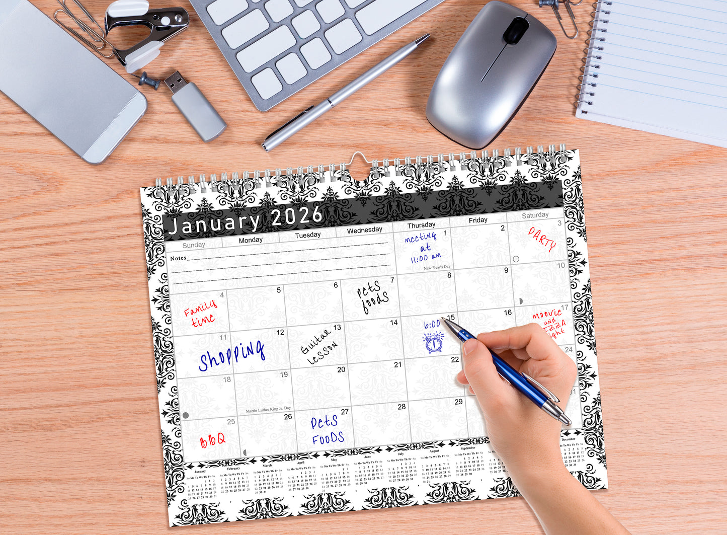 20255-2026 Monthly Spiral-Bound Wall / Desk Calendar - Desktop / Wall Blotter Calendar / Planner - (Edition #08)