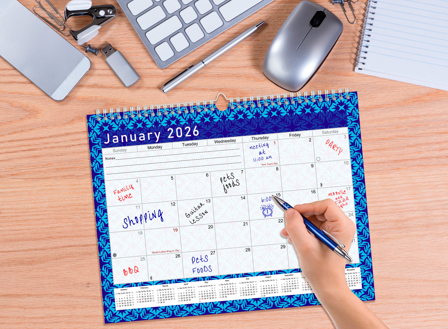 2025-2026 Monthly Spiral-Bound Wall / Desk Calendar - Desktop / Wall Blotter Calendar / Planner - (Edition #17)