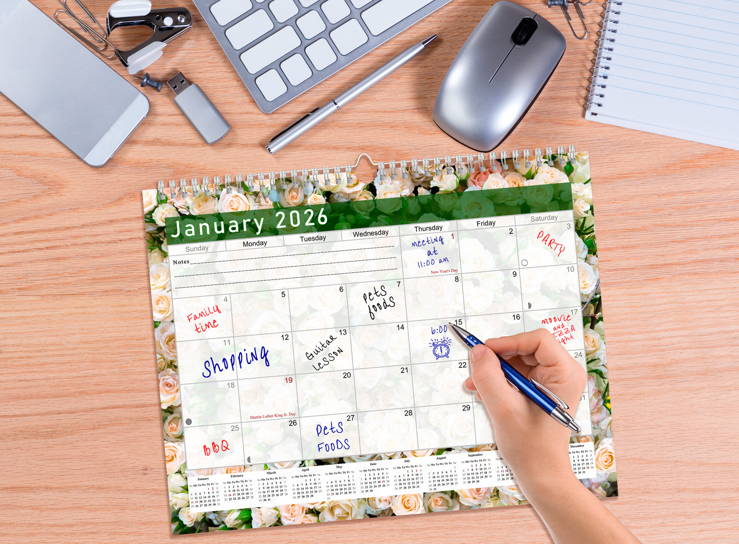 2025-2026 Monthly Spiral-Bound Wall / Desk Calendar - Desktop / Wall Blotter Calendar / Planner - (Edition #23)