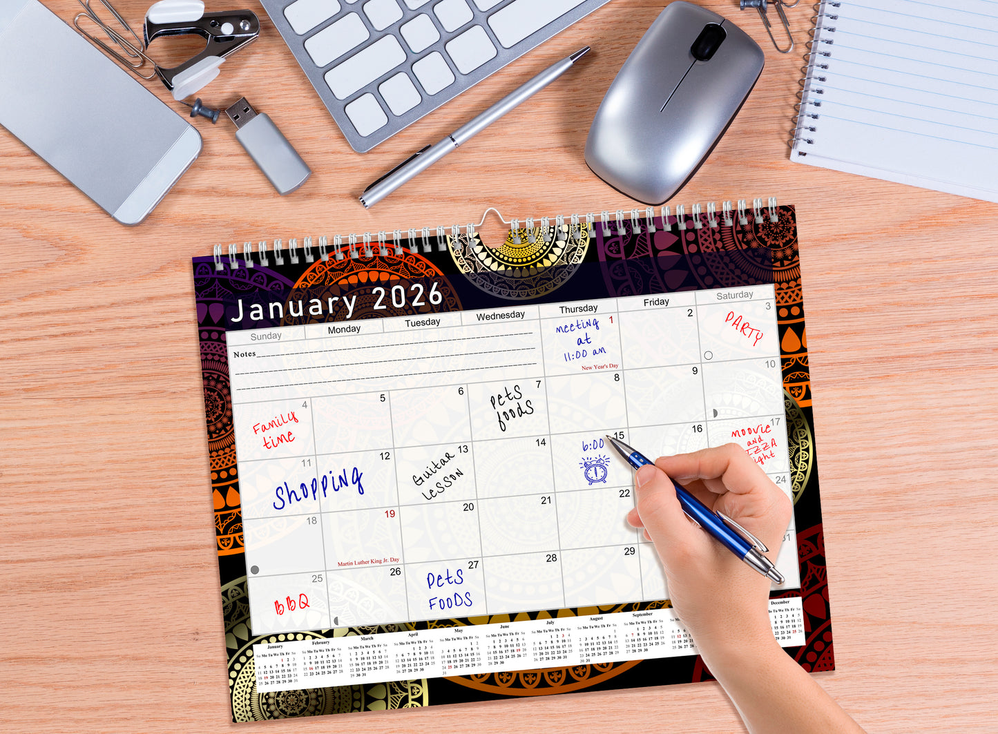 2025-2026 Monthly Spiral-Bound Wall / Desk Calendar - Desktop / Wall Blotter Calendar / Planner - (Edition #12)