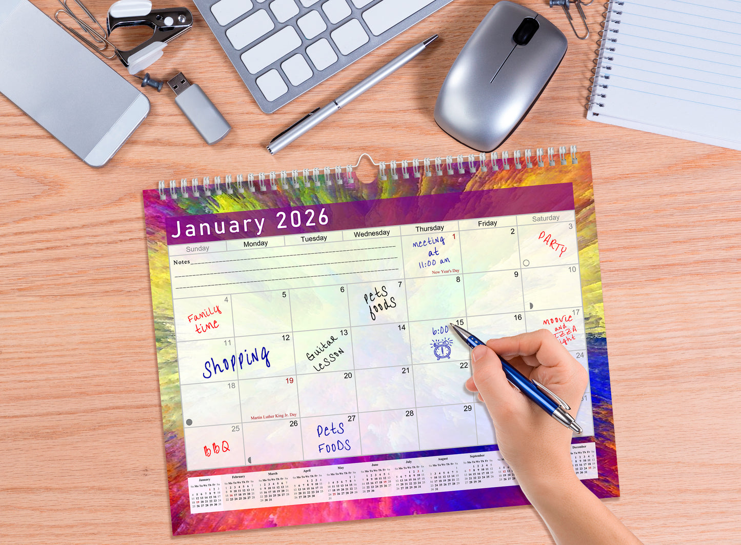 2025-2026 Monthly Spiral-Bound Wall / Desk Calendar - Desktop / Wall Blotter Calendar / Planner - (Edition #26)