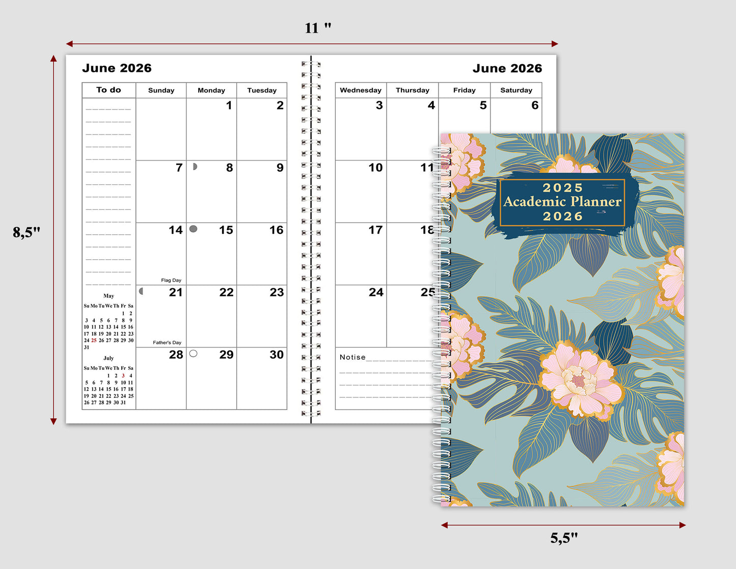 2025-2026 Student Academic Planner Calendar - School College Weekly Agenda #018