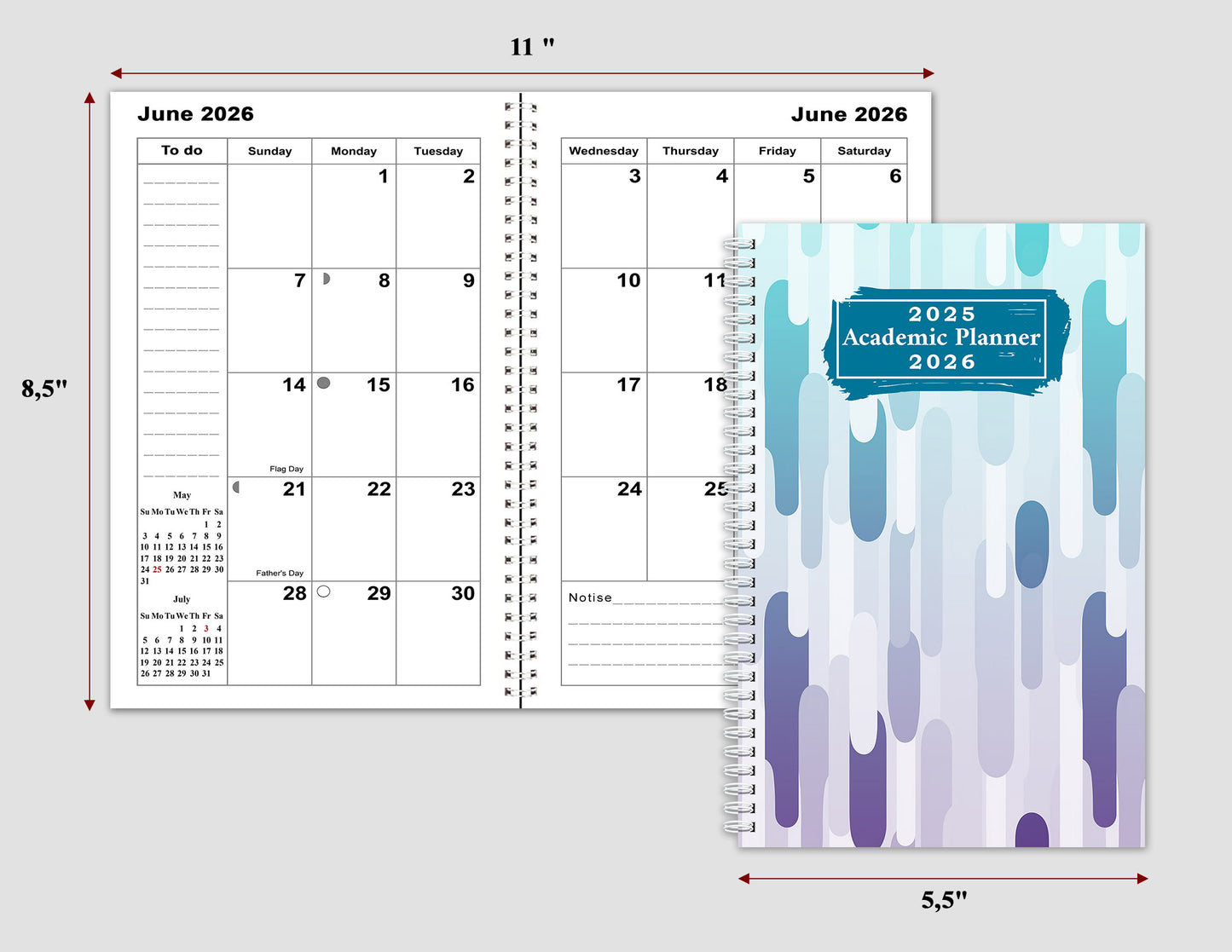 2025-2026 Student Academic Planner Calendar - School College Weekly Agenda #036