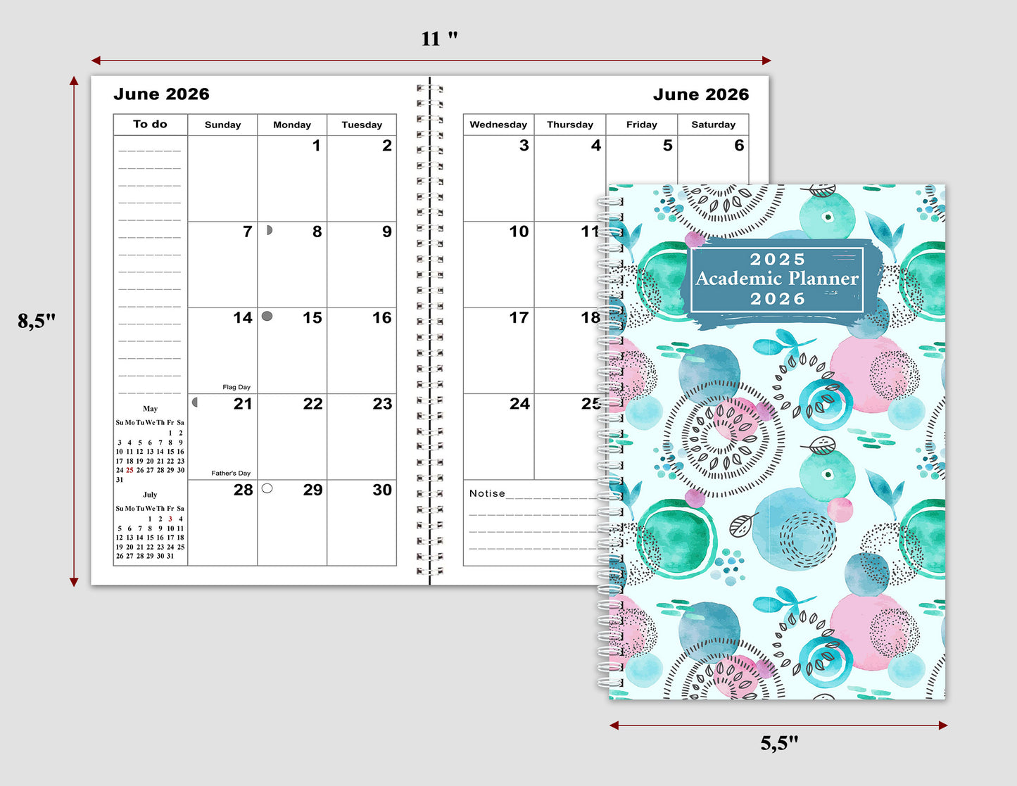 2025-2026 Student Academic Planner Calendar - School College Weekly Agenda #034