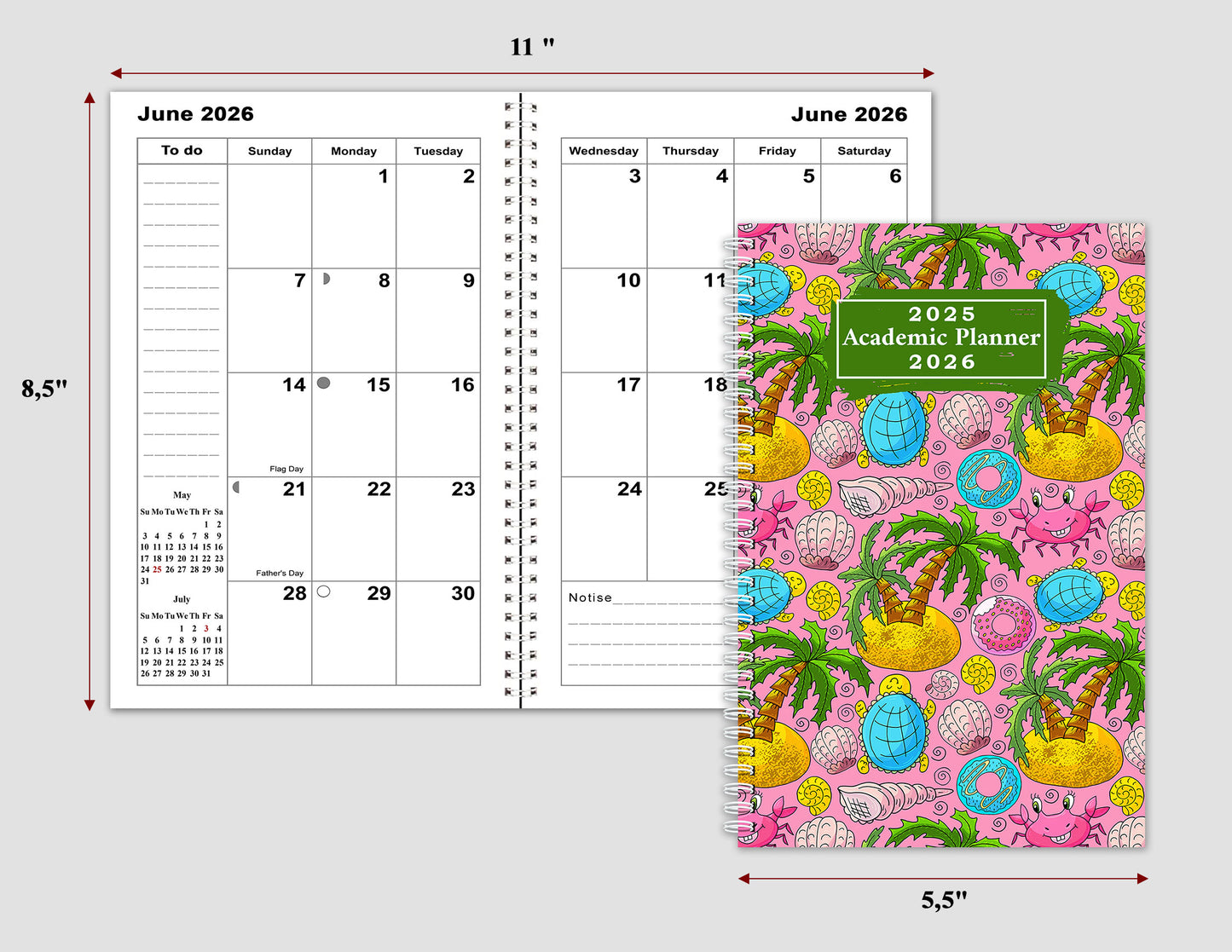 2025-2026 Student Academic Planner Calendar - School College Weekly Agenda #026