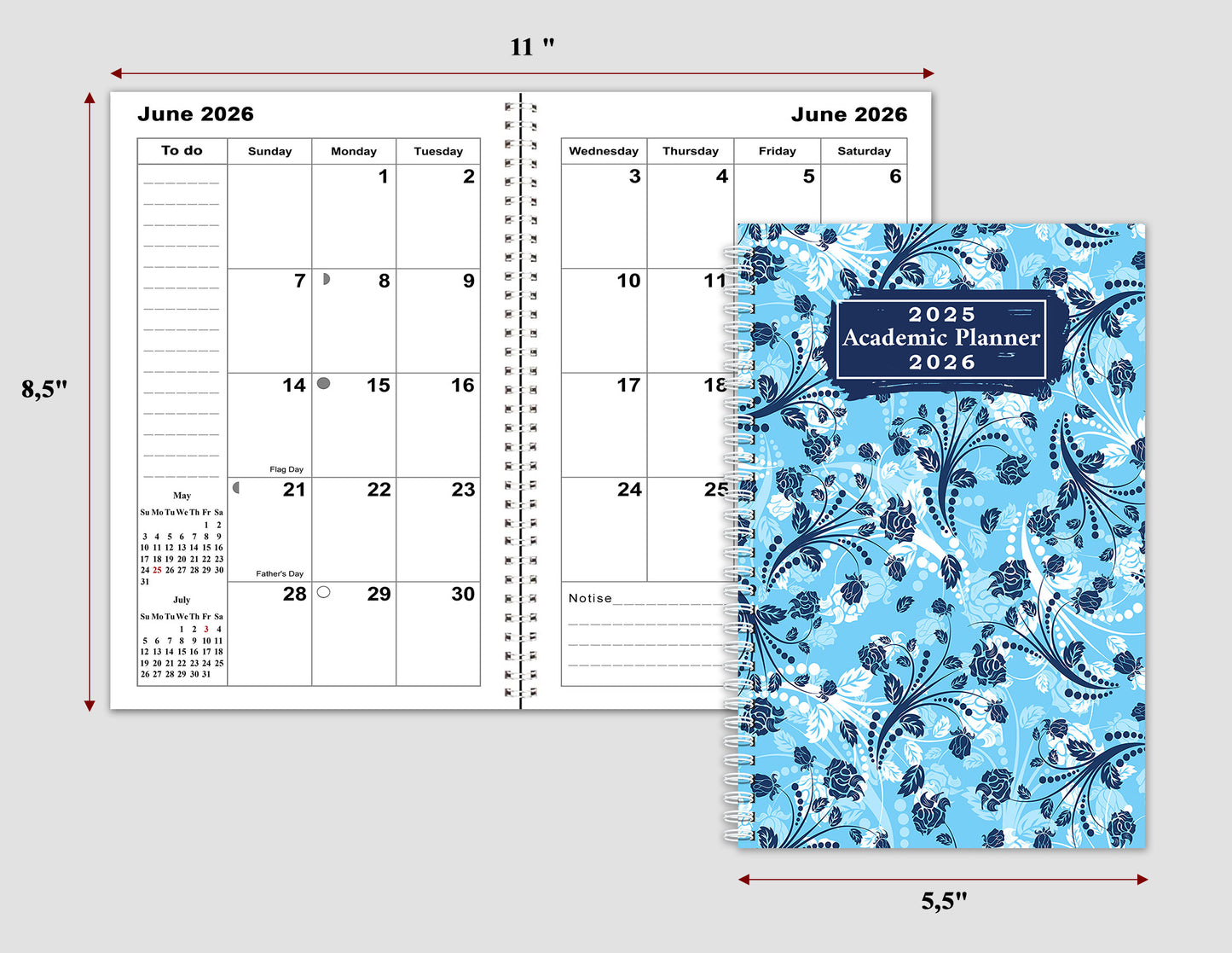 2025-2026 Student Academic Planner Calendar - School College Weekly Agenda #013