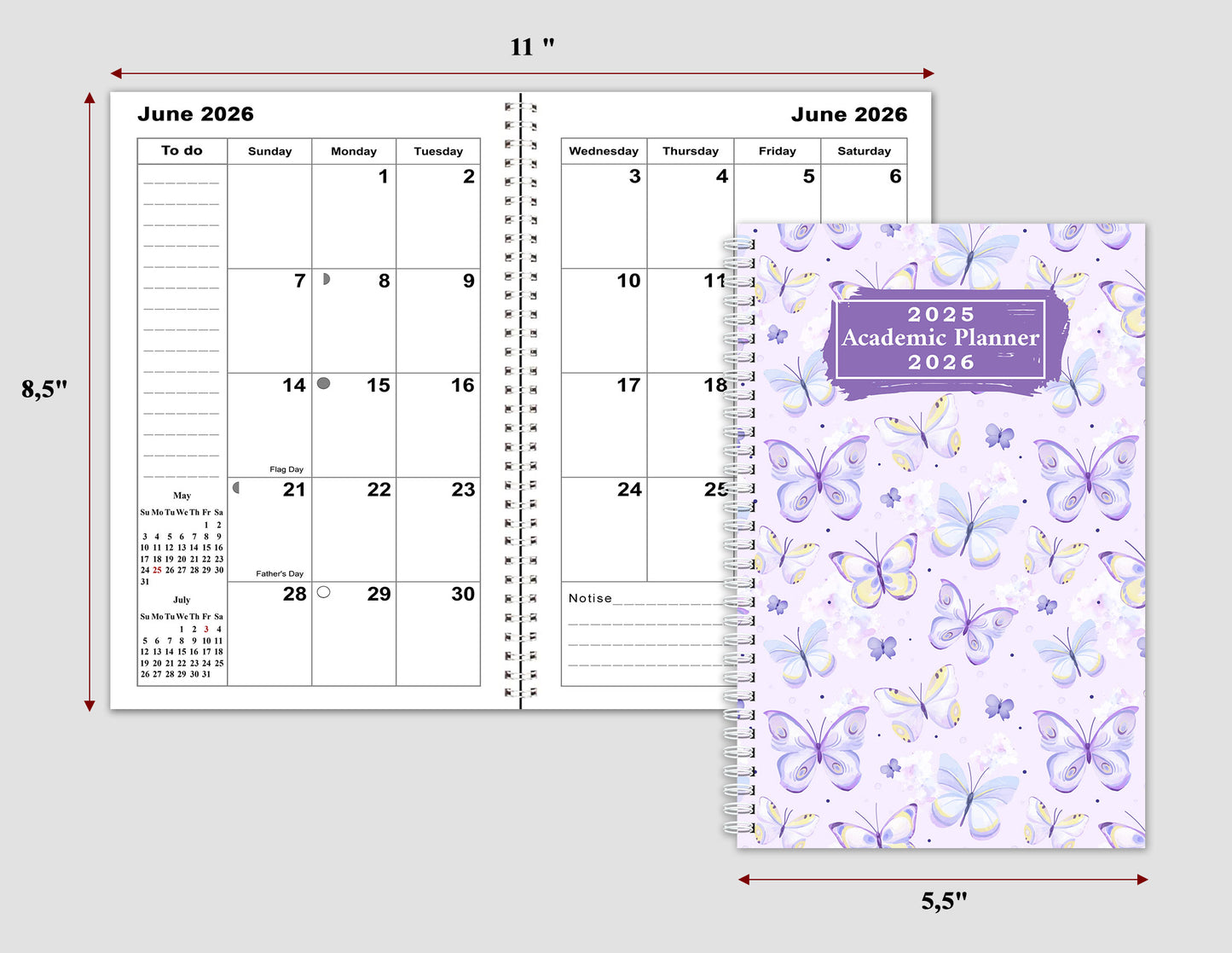 2025-2026 Student Academic Planner Calendar - School College Weekly Agenda #033