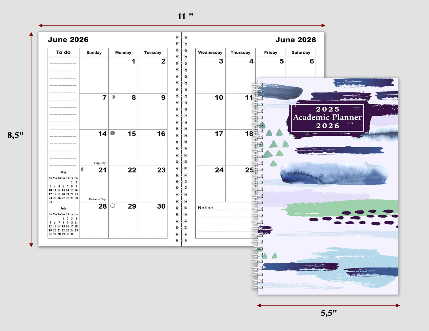2025-2026 Student Academic Planner Calendar - School College Weekly Agenda #038