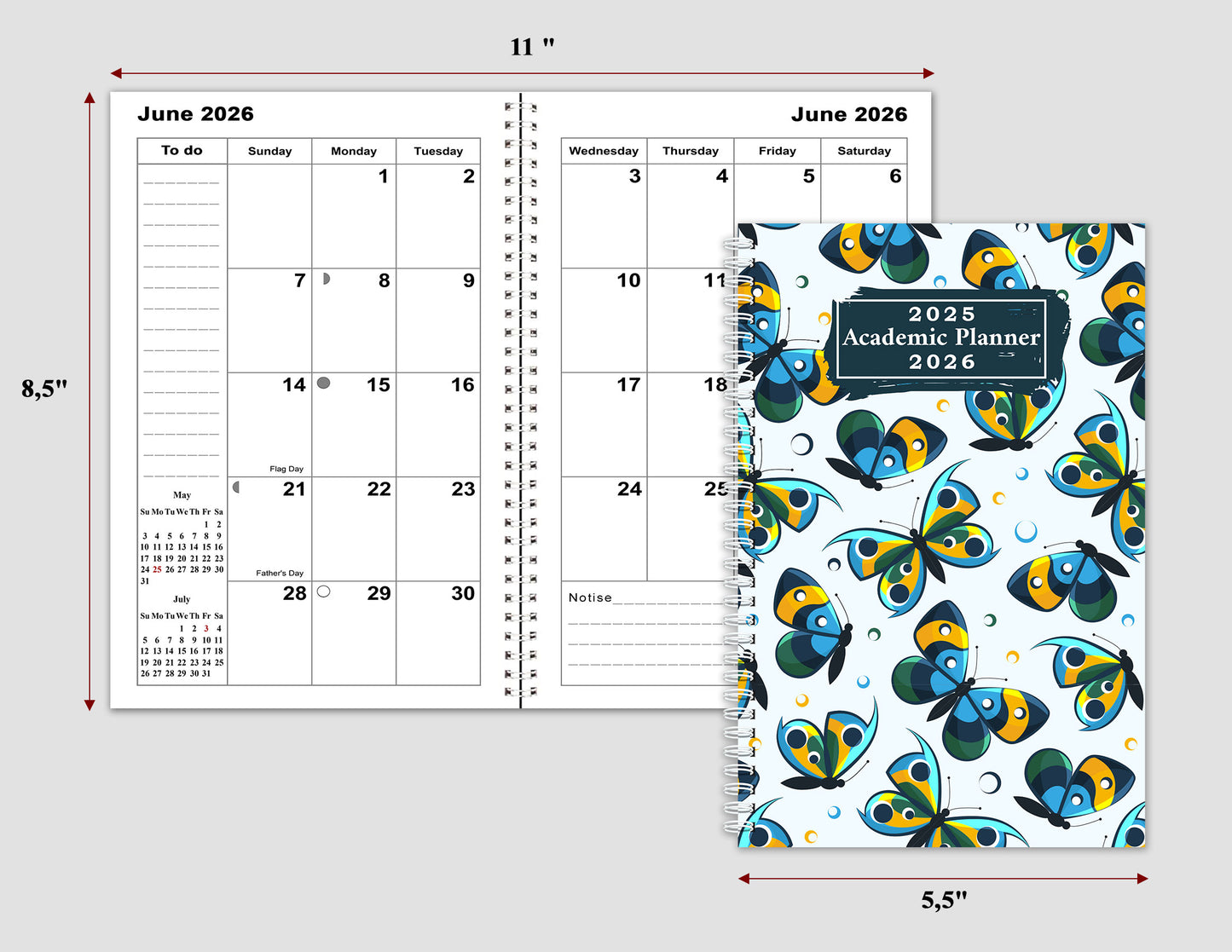 2025-2026 Student Academic Planner Calendar - School College Weekly Agenda #035