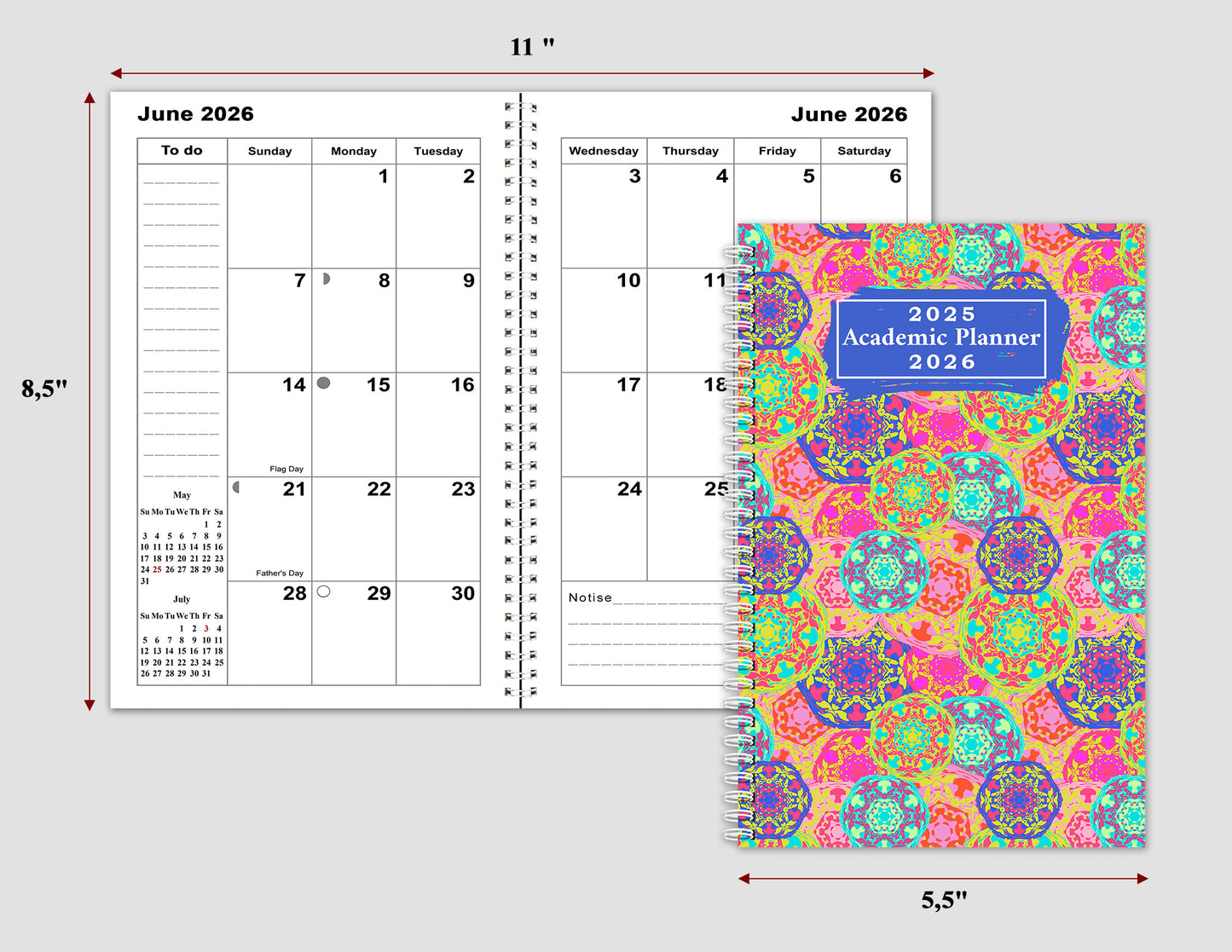 2025-2026 Student Academic Planner Calendar - School College Weekly Agenda #011