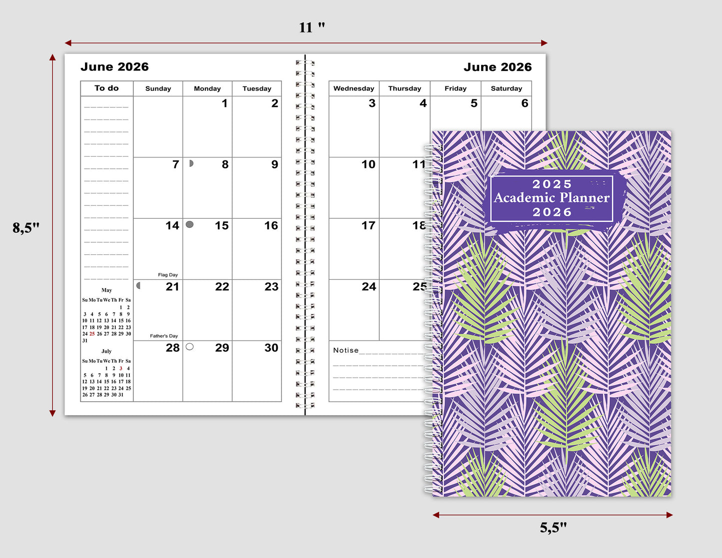 2025-2026 Student Academic Planner Calendar - School College Weekly Agenda #012