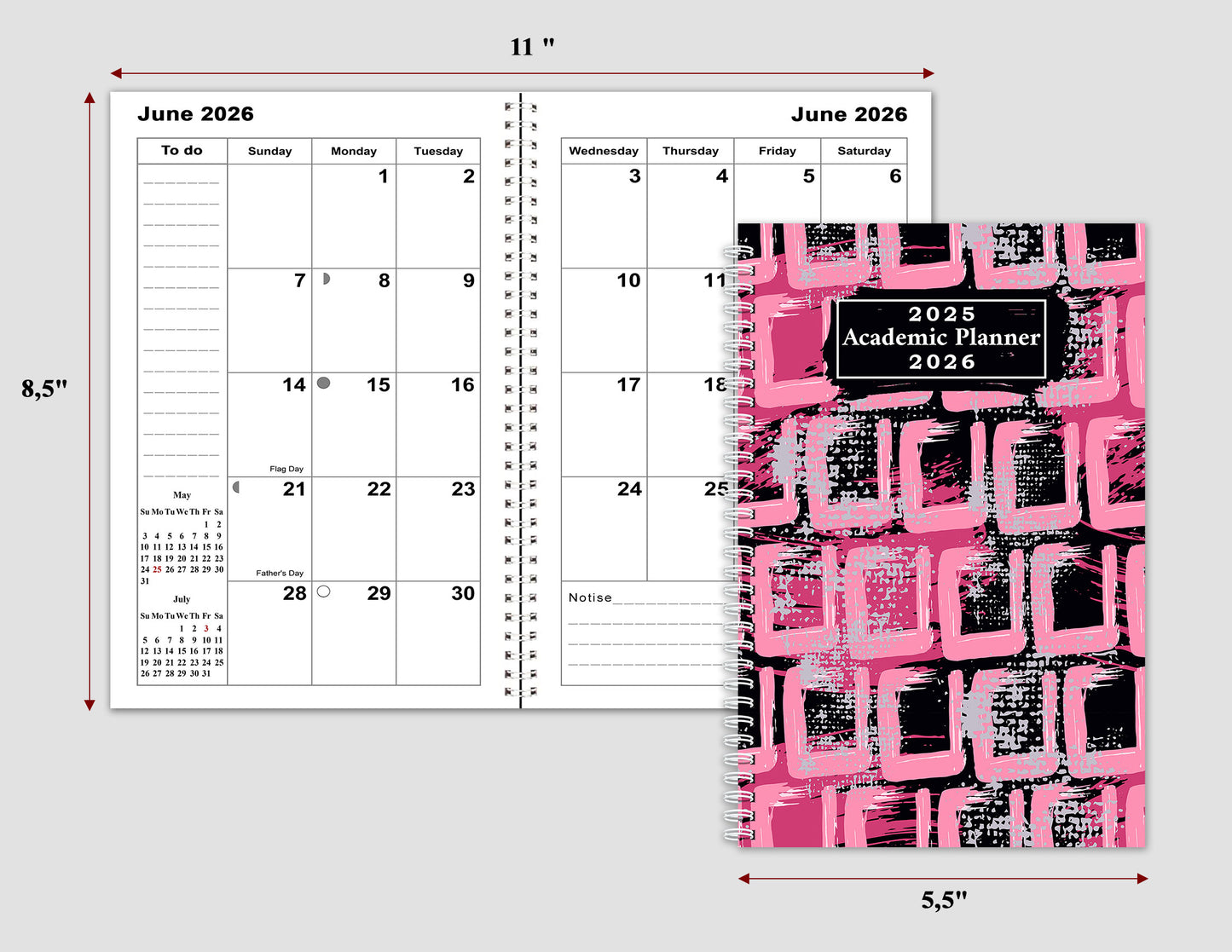 2025-2026 Student Academic Planner Calendar - School College Weekly Agenda #021