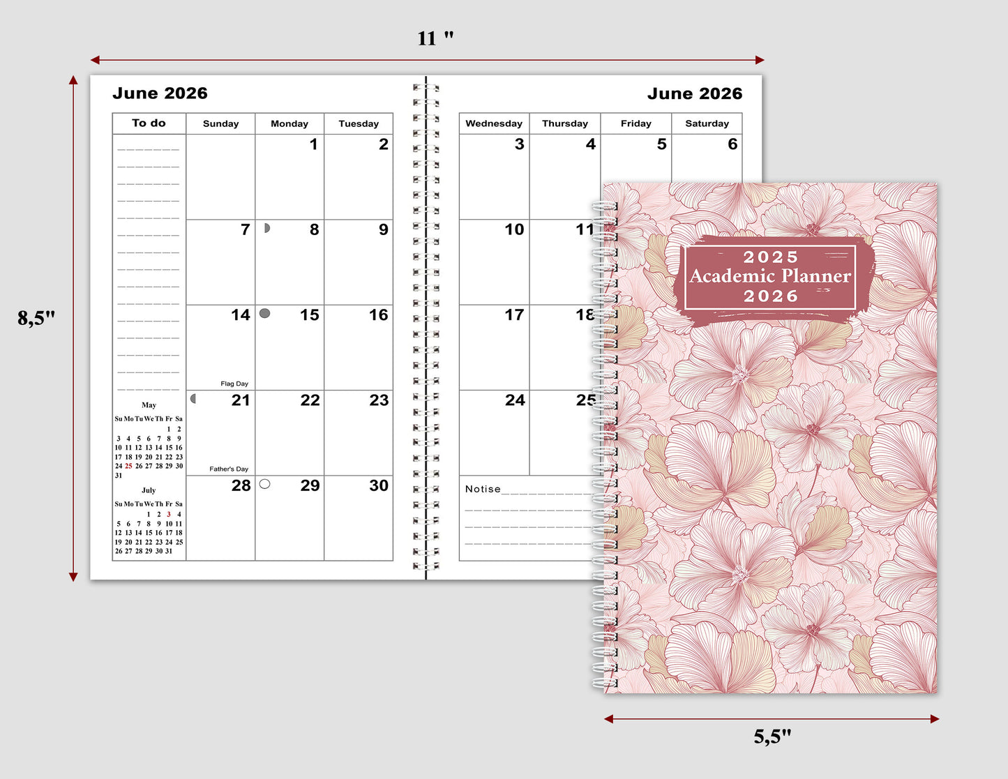 2025-2026 Student Academic Planner Calendar - School College Weekly Agenda #010