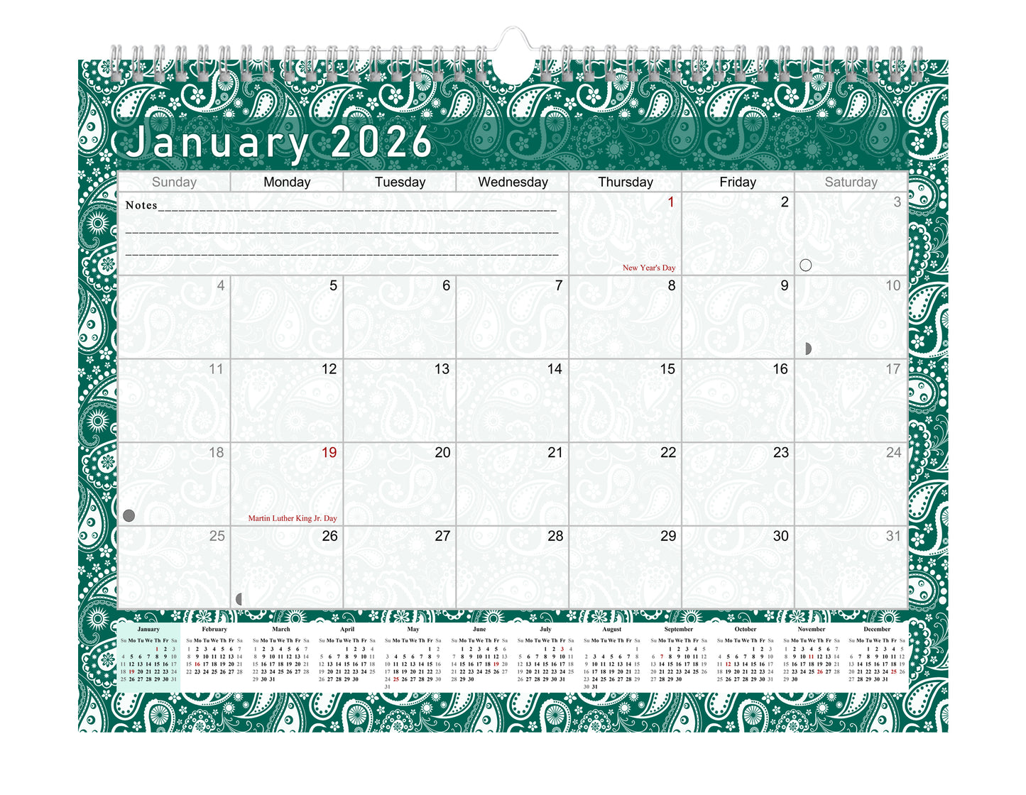 2025-2026 Monthly Spiral-Bound Wall / Desk Calendar - Desktop / Wall Blotter Calendar / Planner - (Edition #24)