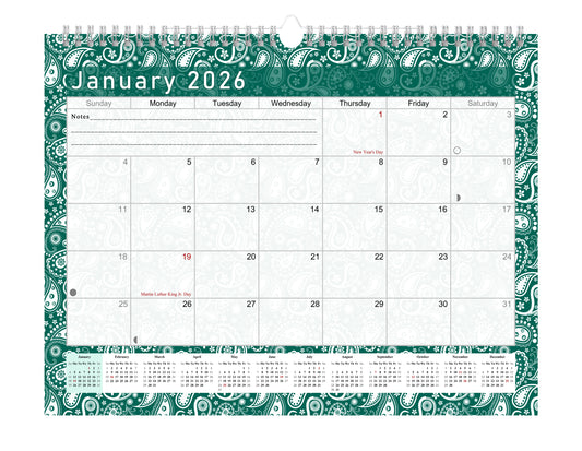 2025-2026 Monthly Spiral-Bound Wall / Desk Calendar - Desktop / Wall Blotter Calendar / Planner - (Edition #24)