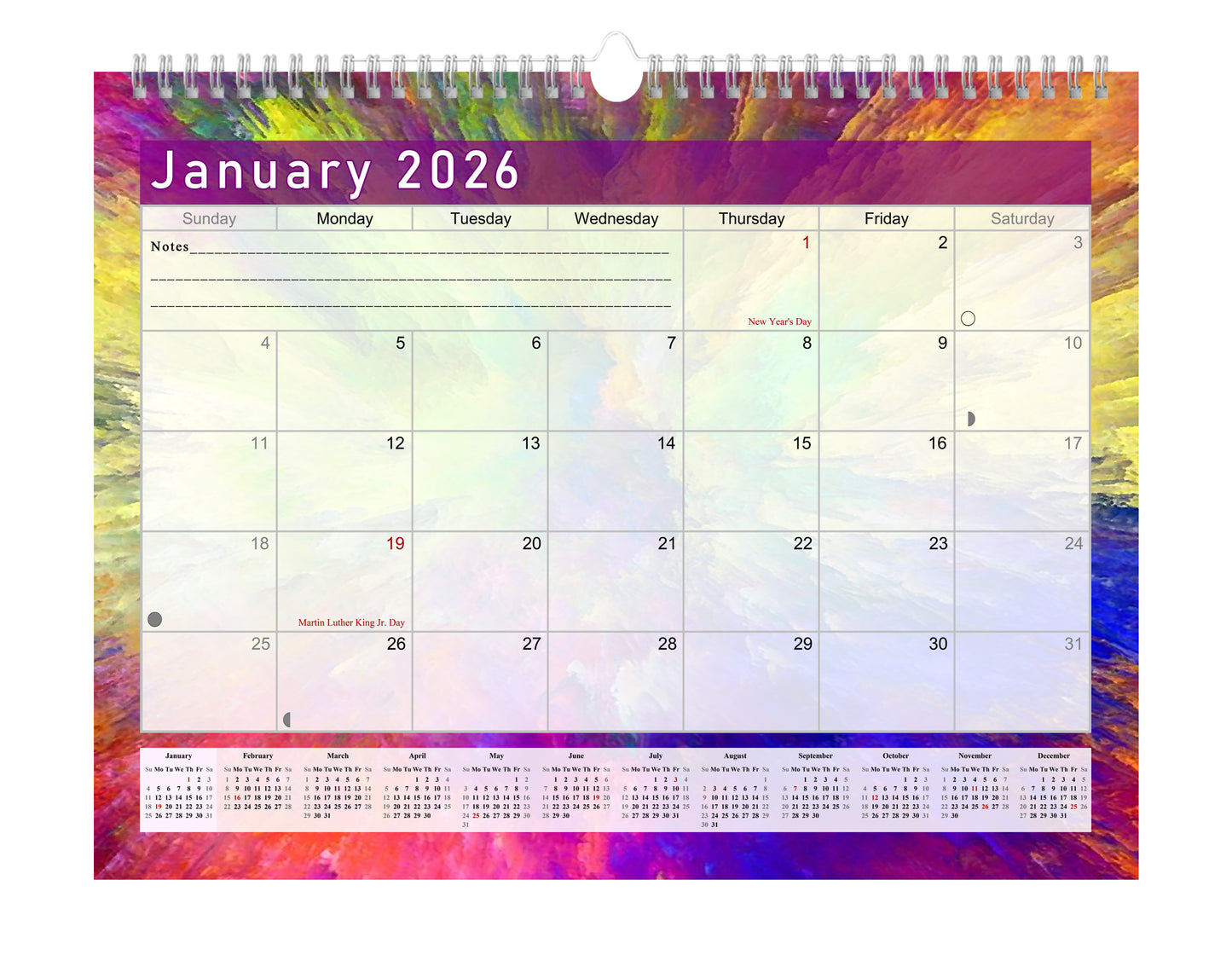 2025-2026 Monthly Spiral-Bound Wall / Desk Calendar - Desktop / Wall Blotter Calendar / Planner - (Edition #26)
