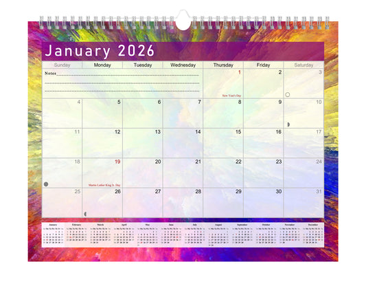 2025-2026 Monthly Spiral-Bound Wall / Desk Calendar - Desktop / Wall Blotter Calendar / Planner - (Edition #26)