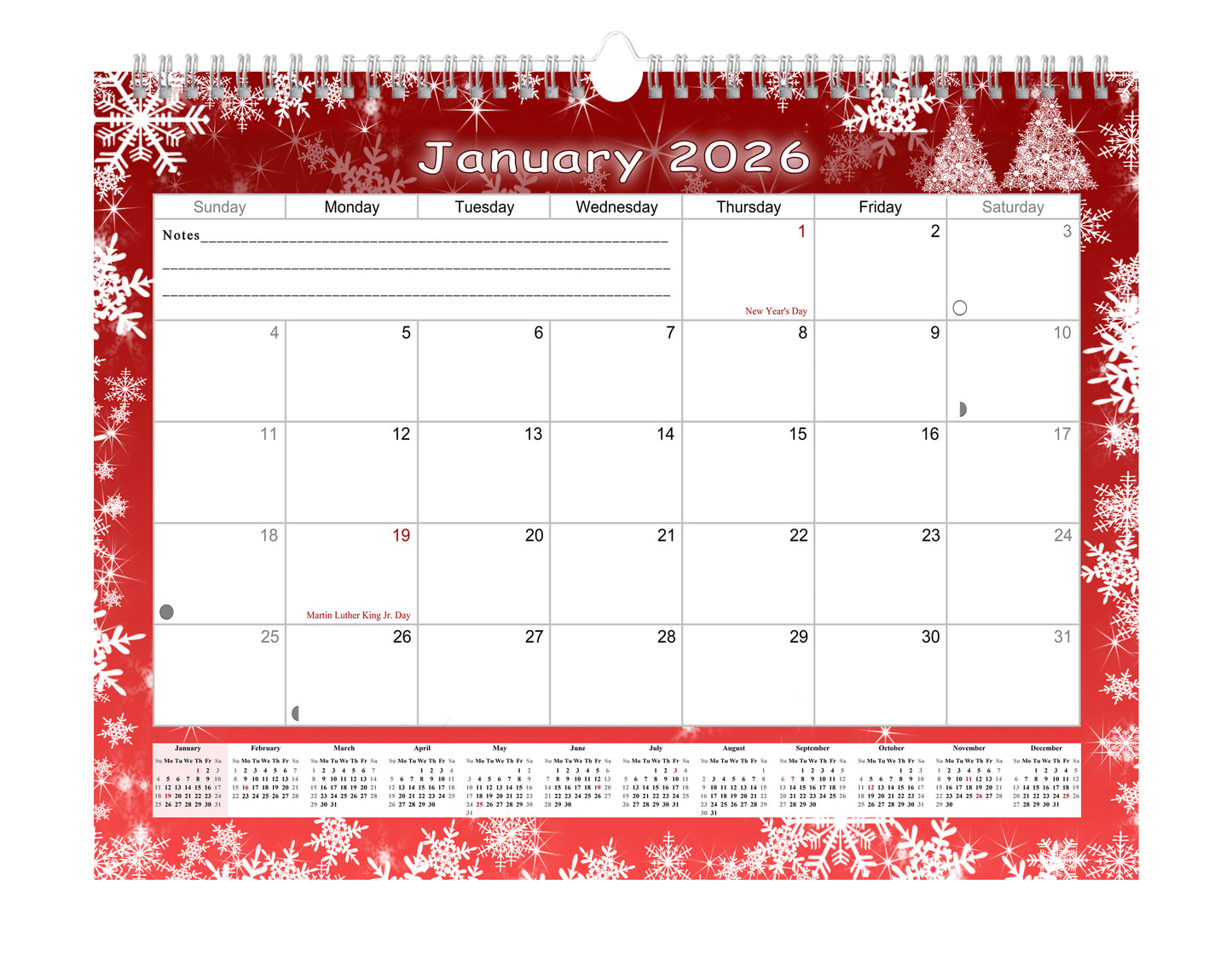2025-2026 Monthly Spiral-Bound Wall / Desk Calendar - Desktop / Wall Blotter Calendar / Planner - (Edition #29)