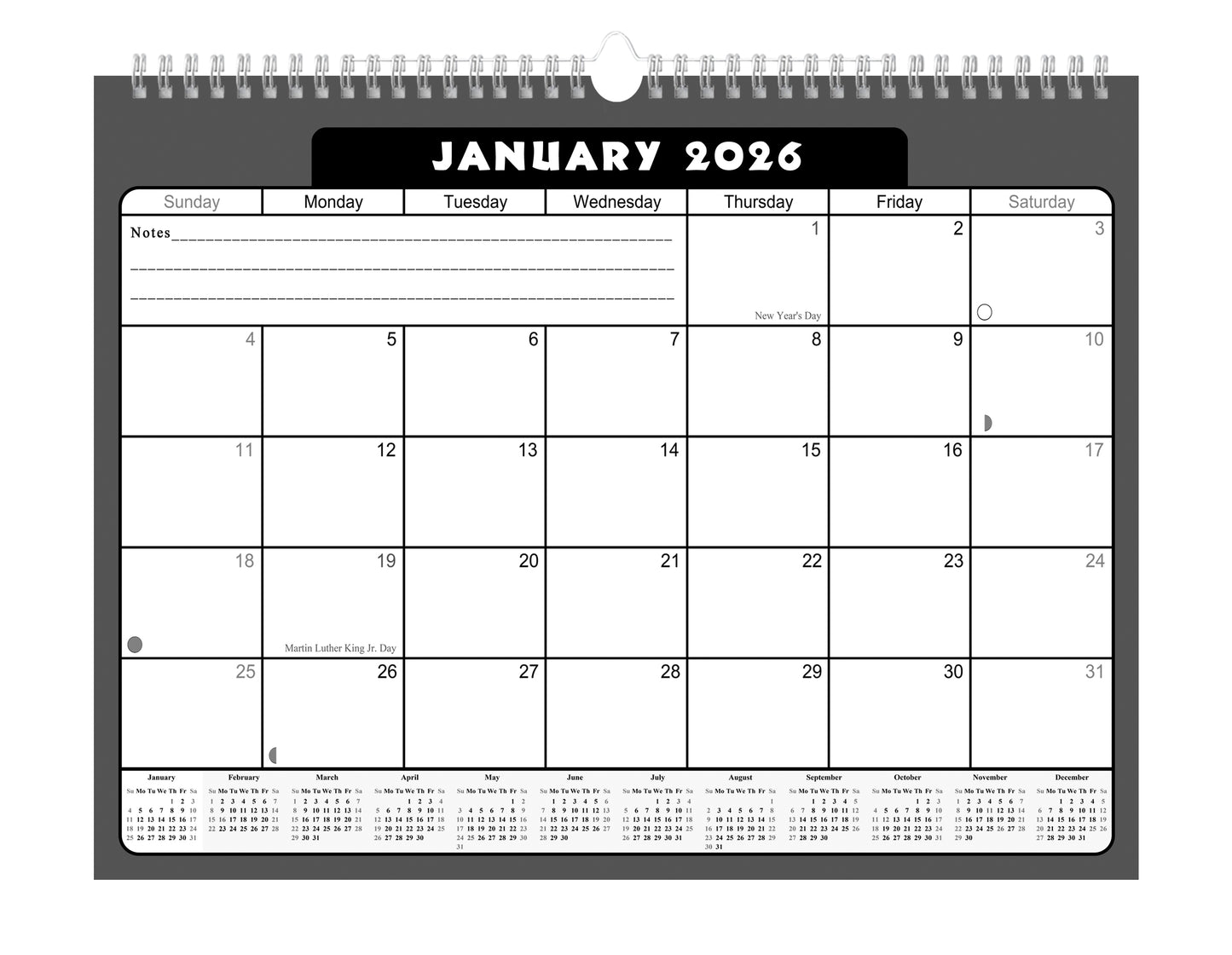 2025-2026 Monthly Spiral-Bound Wall / Desk Calendar - Desktop / Wall Blotter Calendar / Planner - (Edition #31)