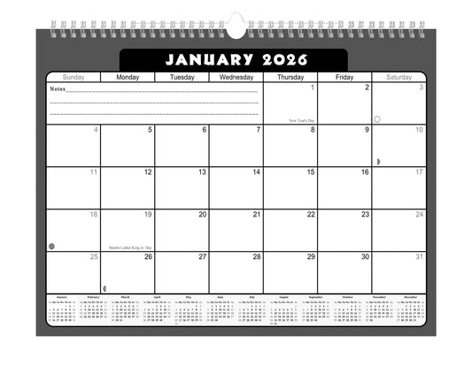 2025-2026 Monthly Spiral-Bound Wall / Desk Calendar - Desktop / Wall Blotter Calendar / Planner - (Edition #31)