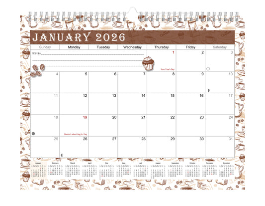2025-2026 Monthly Spiral-Bound Wall / Desk Calendar - Desktop / Wall Blotter Calendar / Planner - (Edition #30)