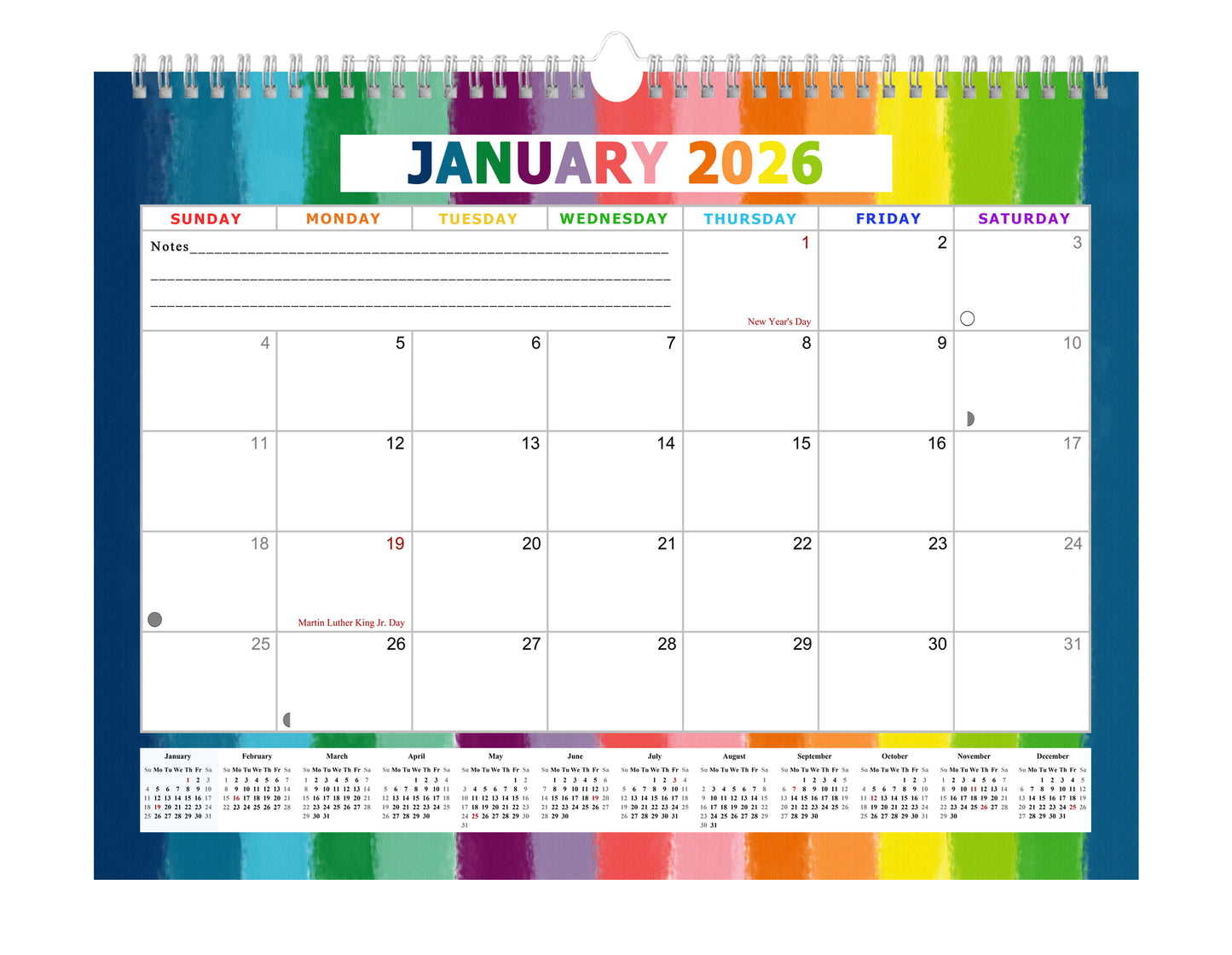 2025-2026 Monthly Spiral-Bound Wall / Desk Calendar - Desktop / Wall Blotter Calendar / Planner - (Edition #27)