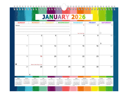 2025-2026 Monthly Spiral-Bound Wall / Desk Calendar - Desktop / Wall Blotter Calendar / Planner - (Edition #27)