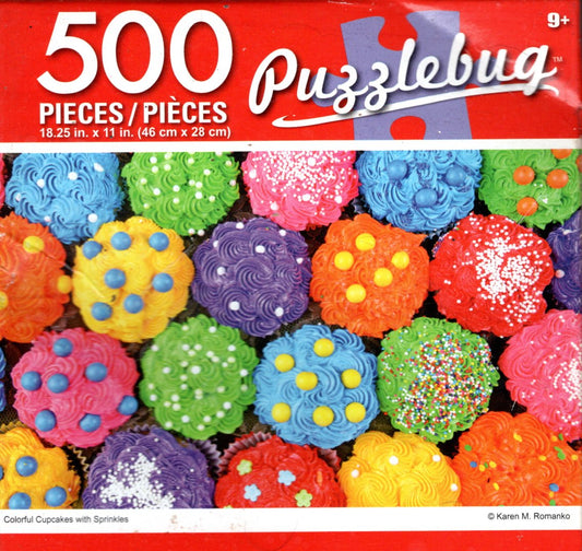 Colorful Cupcakes with Sprinkles - 500 Pieces Jigsaw Puzzle for Adults