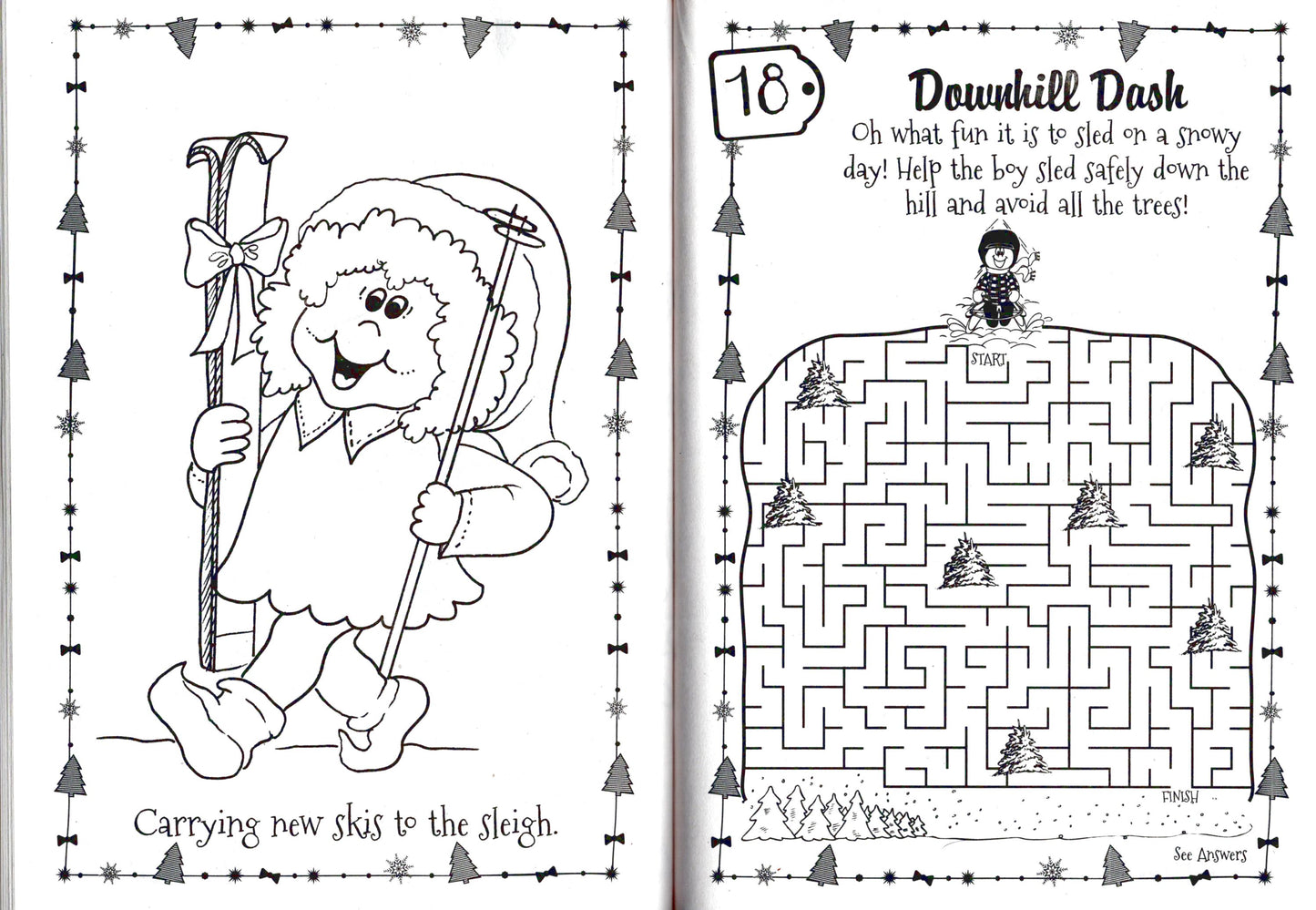 Christmas Carols & Stocking Stuffers - Jumbo Coloring & Activity Book (Set of 2)