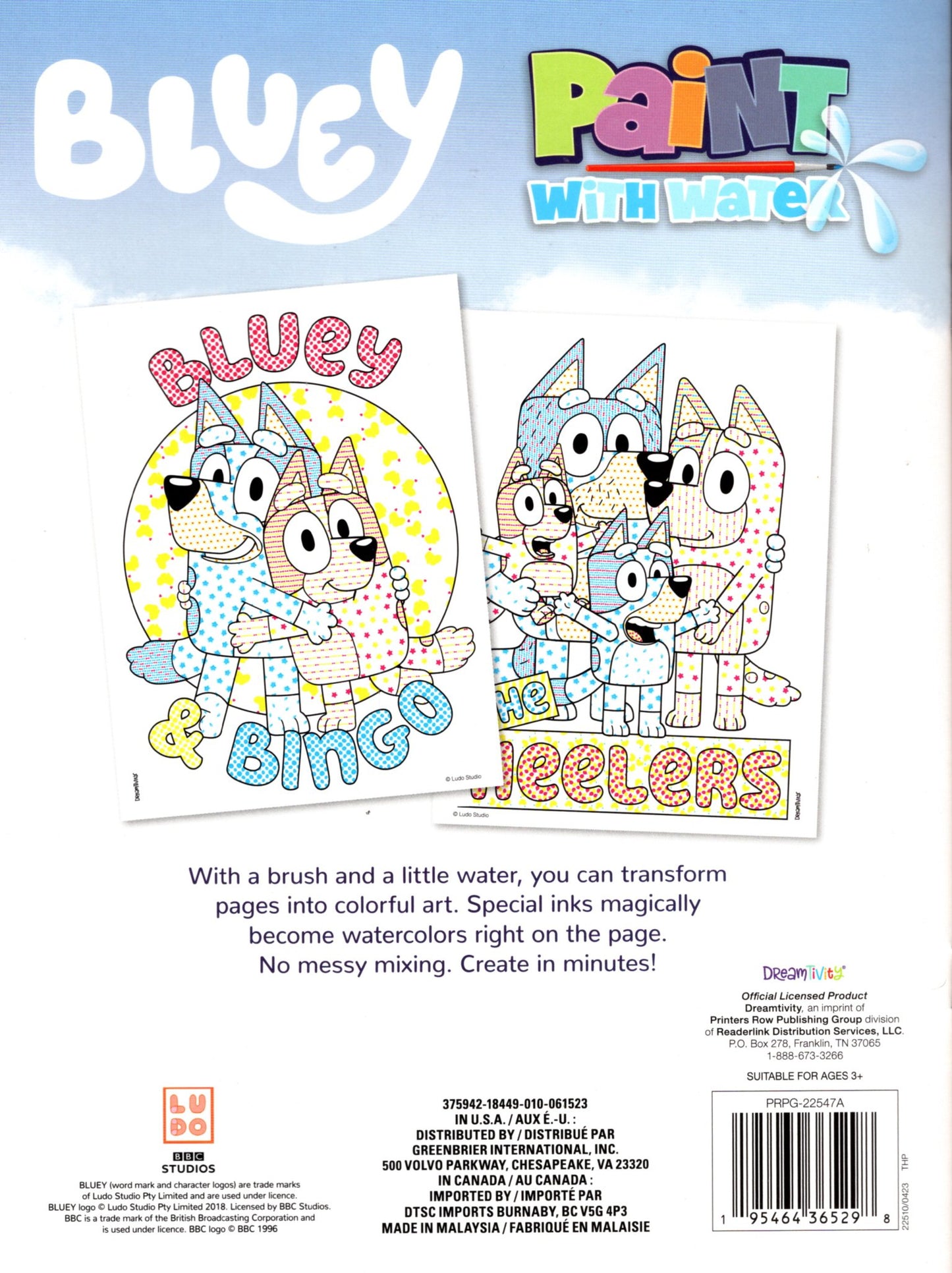Bluey Paint with Water - Family Fun - Just Add Water - Coloring Books