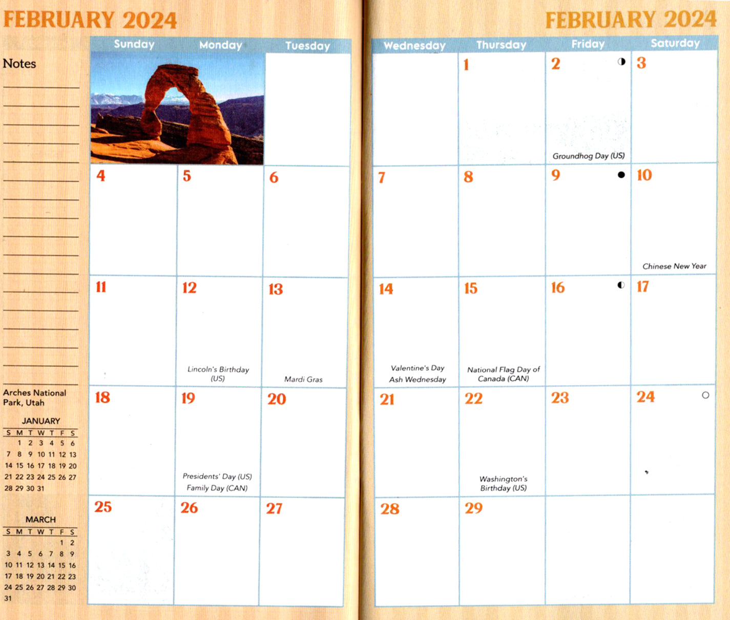 2024-2025 Value Pocket Calendar for Planning, Scheduling, and Organizing National Parks