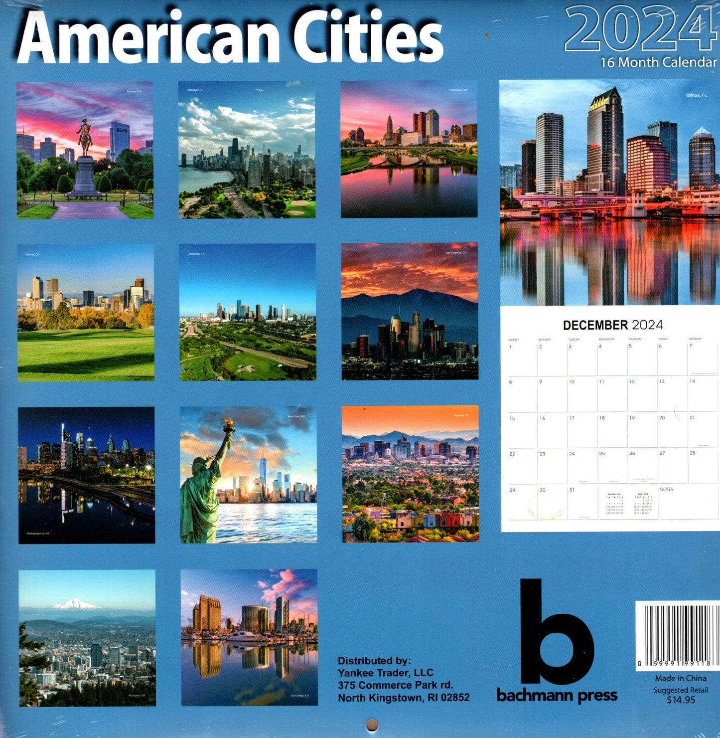 2024 American Cities - Full Size Wall Calendar for Planning, Scheduling